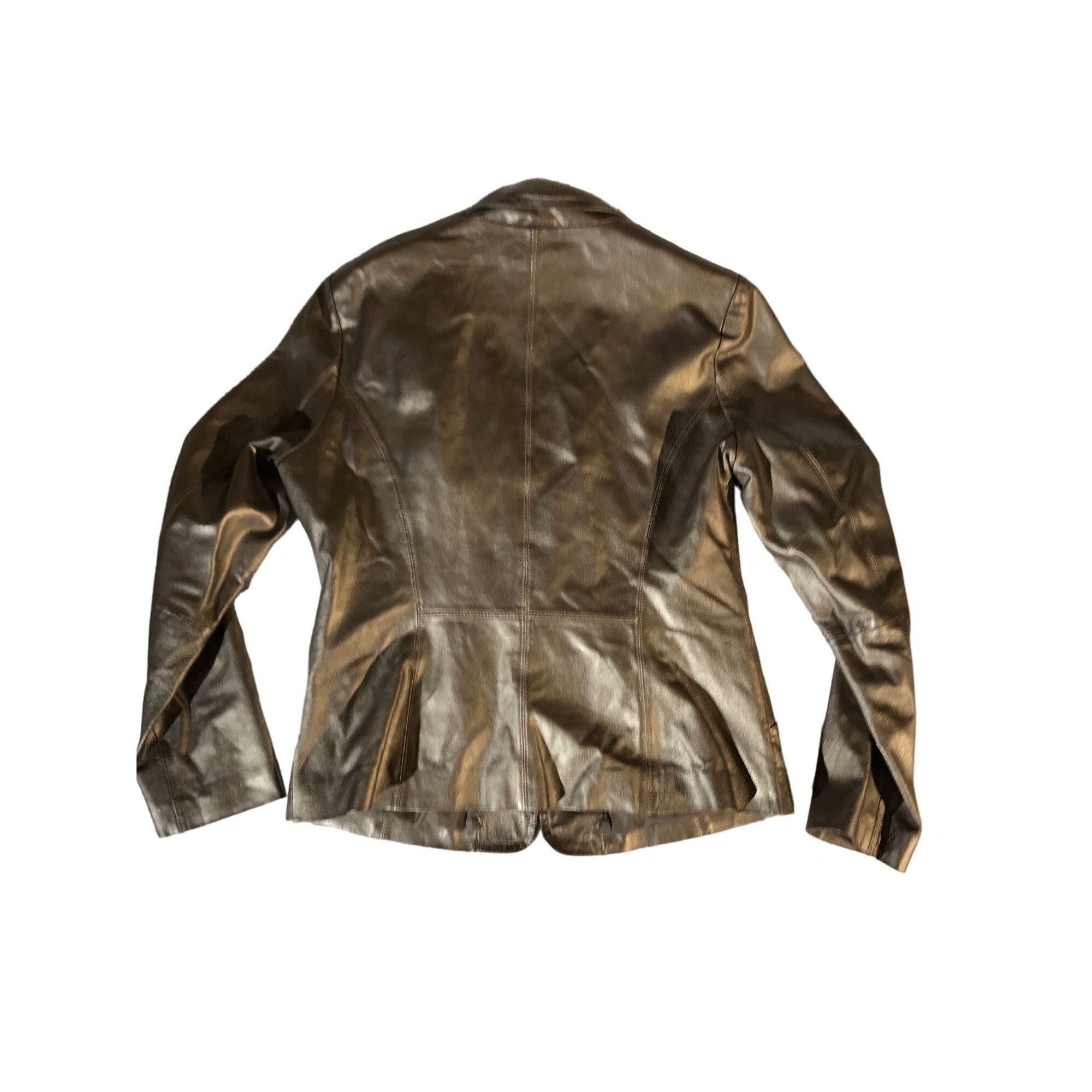 Vintage B by Bernardo Womens Metallic Full Zip Bronze Leather Jacket Size M / US 6-8 / IT 42-44 - 2 Thumbnail