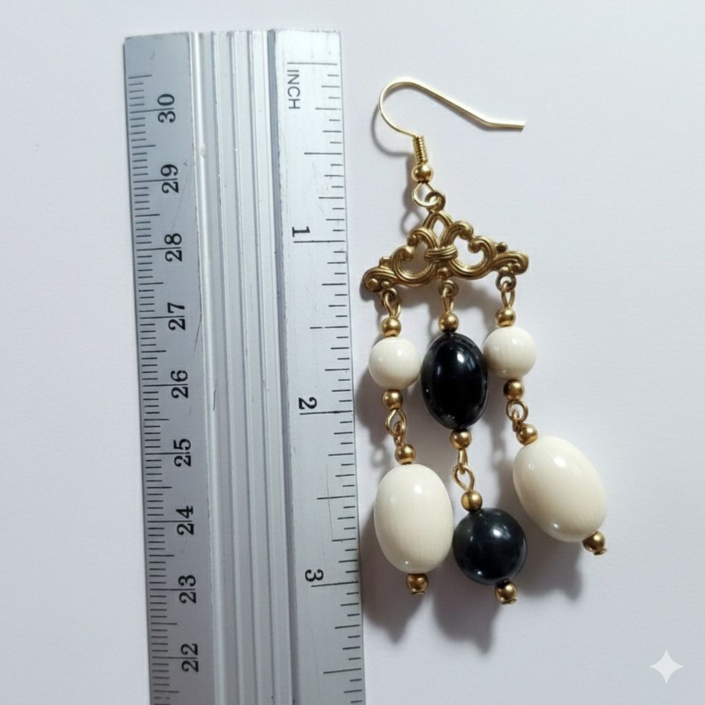 Other Ivorine 3" Chandelier Earrings Vintage Dangle Beaded Melon Size ONE SIZE - 7 Thumbnail