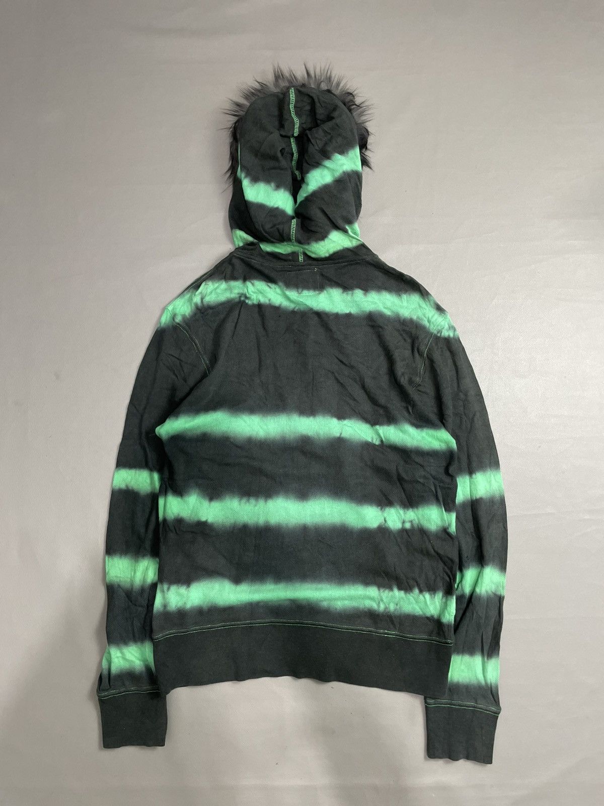 Japanese Brand Vonzipper Black Green Striped Fur Hoodie Size US L / EU 52-54 / 3 - 4 Thumbnail