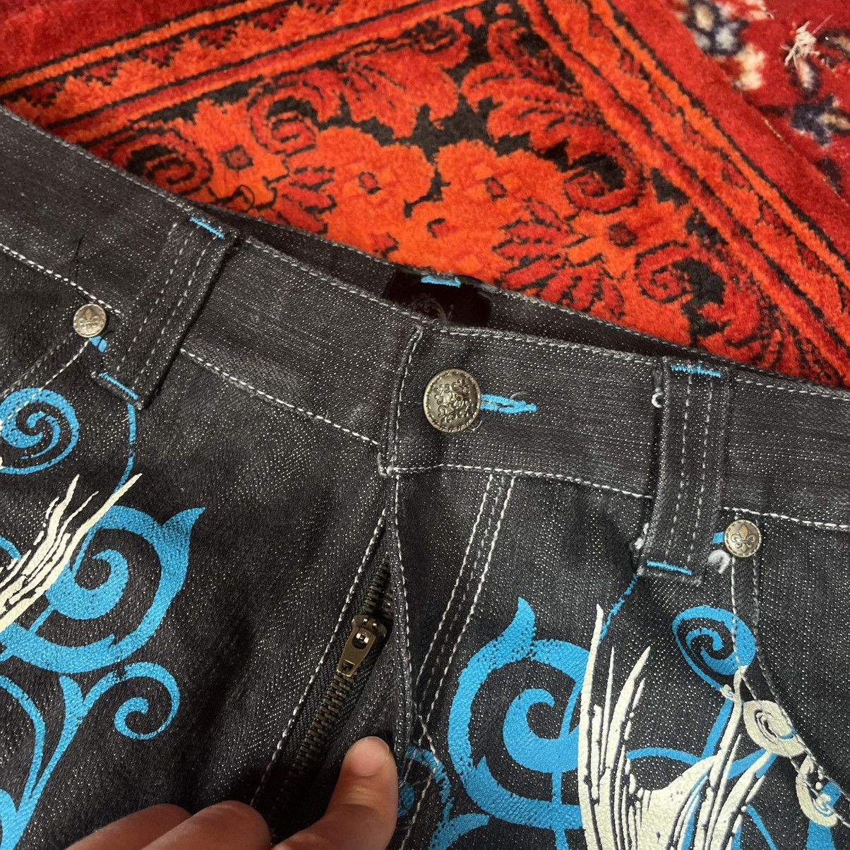 Other Raw Blue Jeans Y2K Turquoise Blue Baroque Skull Wing Graphic Size US 36 / EU 52 - 9 Thumbnail