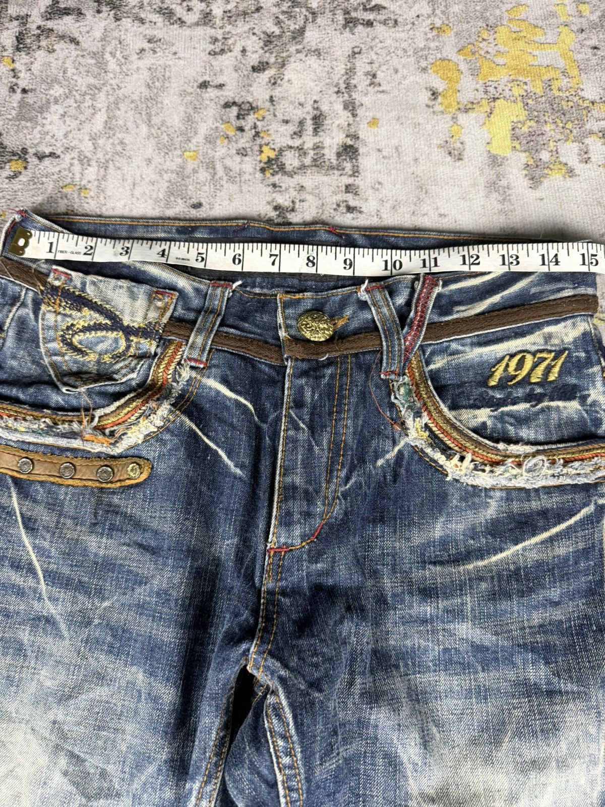 BUFFALO BOBS Flare Red Pepper Insane Mudwash Jeans Size US 30 / EU 46 - 7 Thumbnail