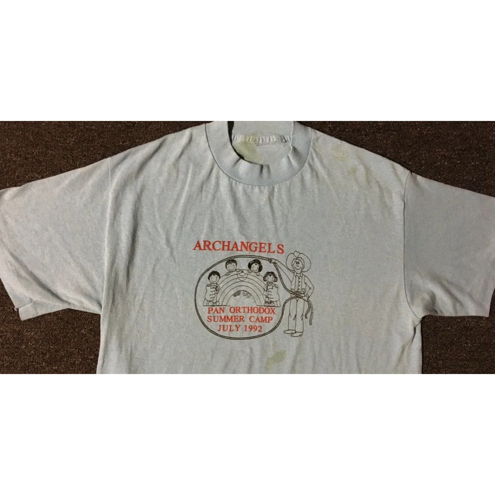 Vintage VINTAGE Archangels Summer Camp faded shirt M L Blue 90s 80s Grunge Punk Sports School Track Size US M / EU 48-50 / 2 - 5 Thumbnail