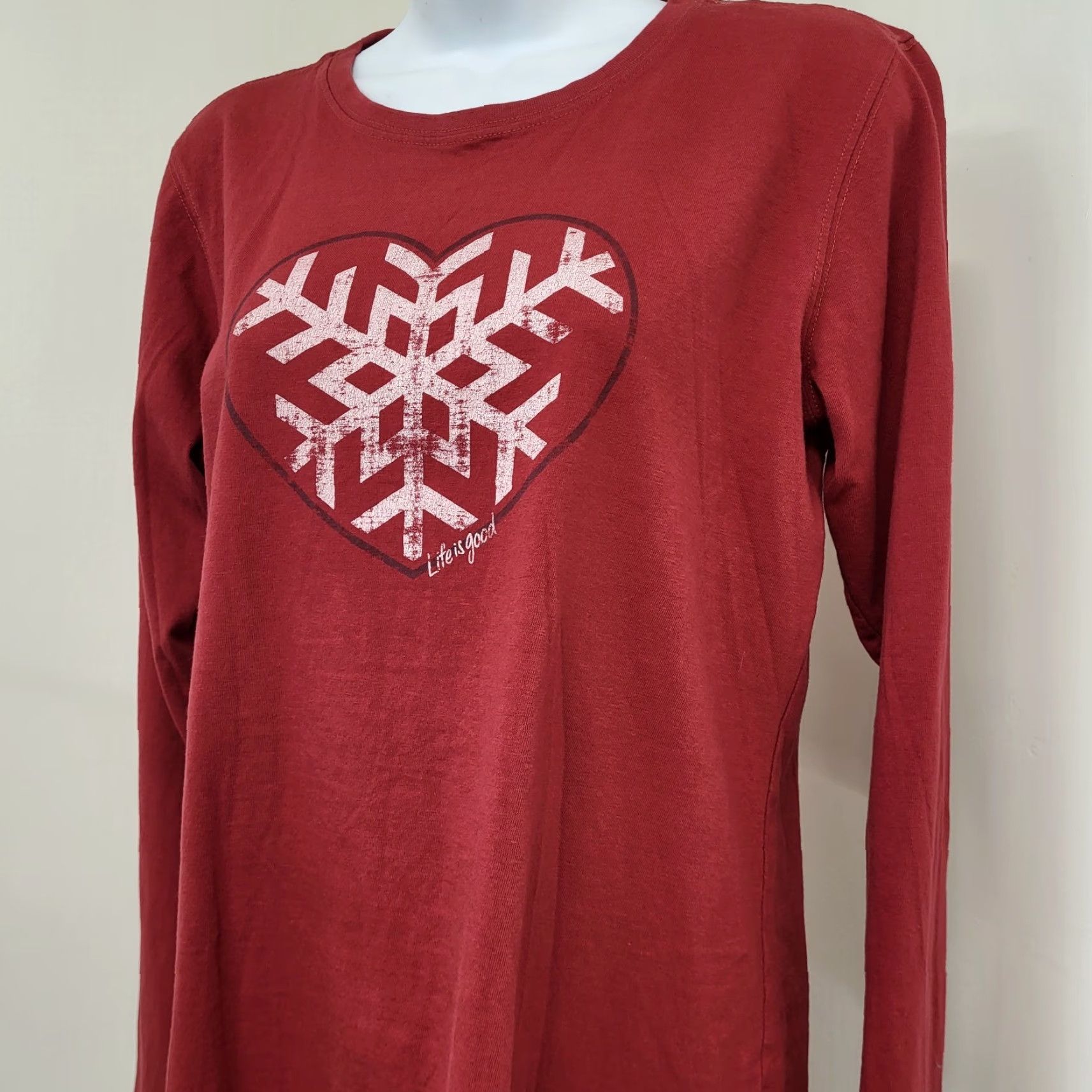 Life is Good Life Is Good Shirt Womens Size M Red LongSleeve Snowflake Heart Logo Classic Fit Shirt Womens M Red LongSleeve Snowflake Heart Logo Classic Fit Size M / US 6-8 / IT 42-44 - 5 Thumbnail