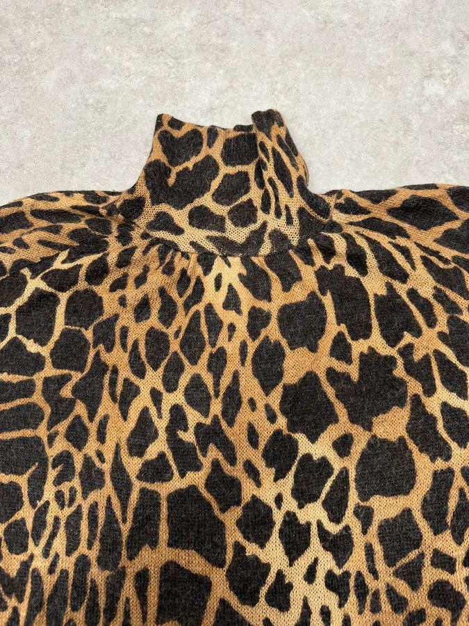 Vintage 2000s Plein Sud Vulcano Leopard Effect Turtleneck Longsleeves Top Size S / US 4 / IT 40 - 5 Thumbnail