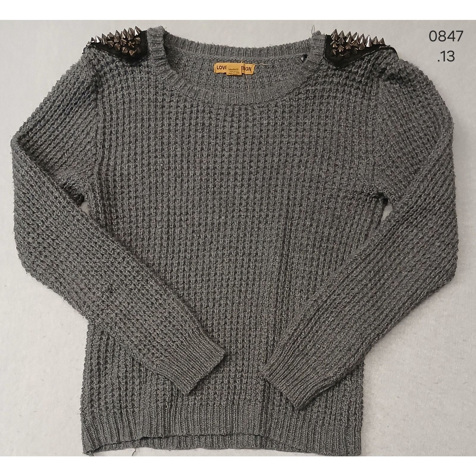 Other Love By Design (Medium) Unisex Gray Waffle Knit Sweatshirt Size M / US 6-8 / IT 42-44 - 1 Thumbnail