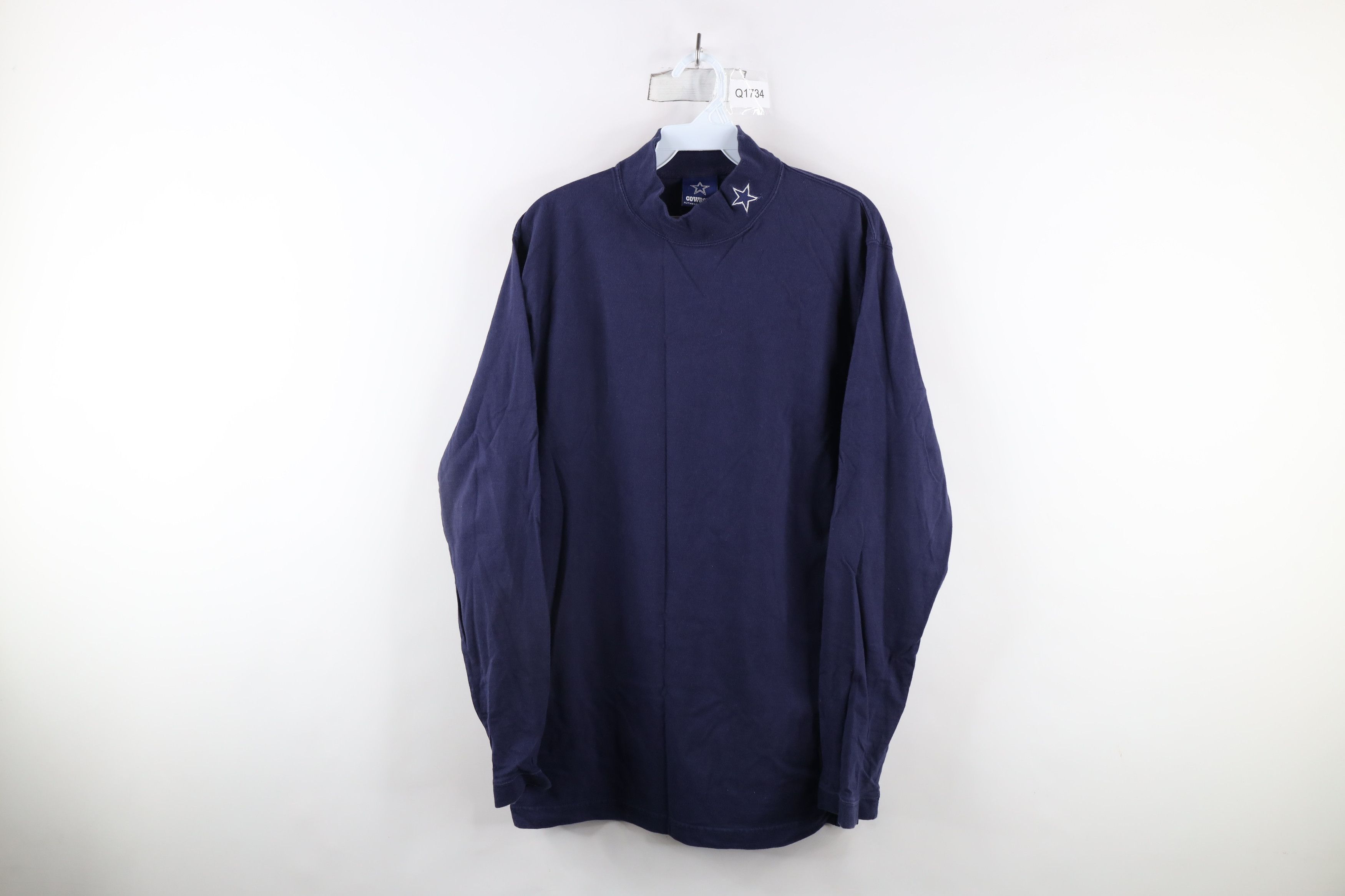 Vintage Vintage 90s Dallas Cowboys Football Mock Neck T-Shirt Blue Size US M / EU 48-50 / 2 - 1 Thumbnail