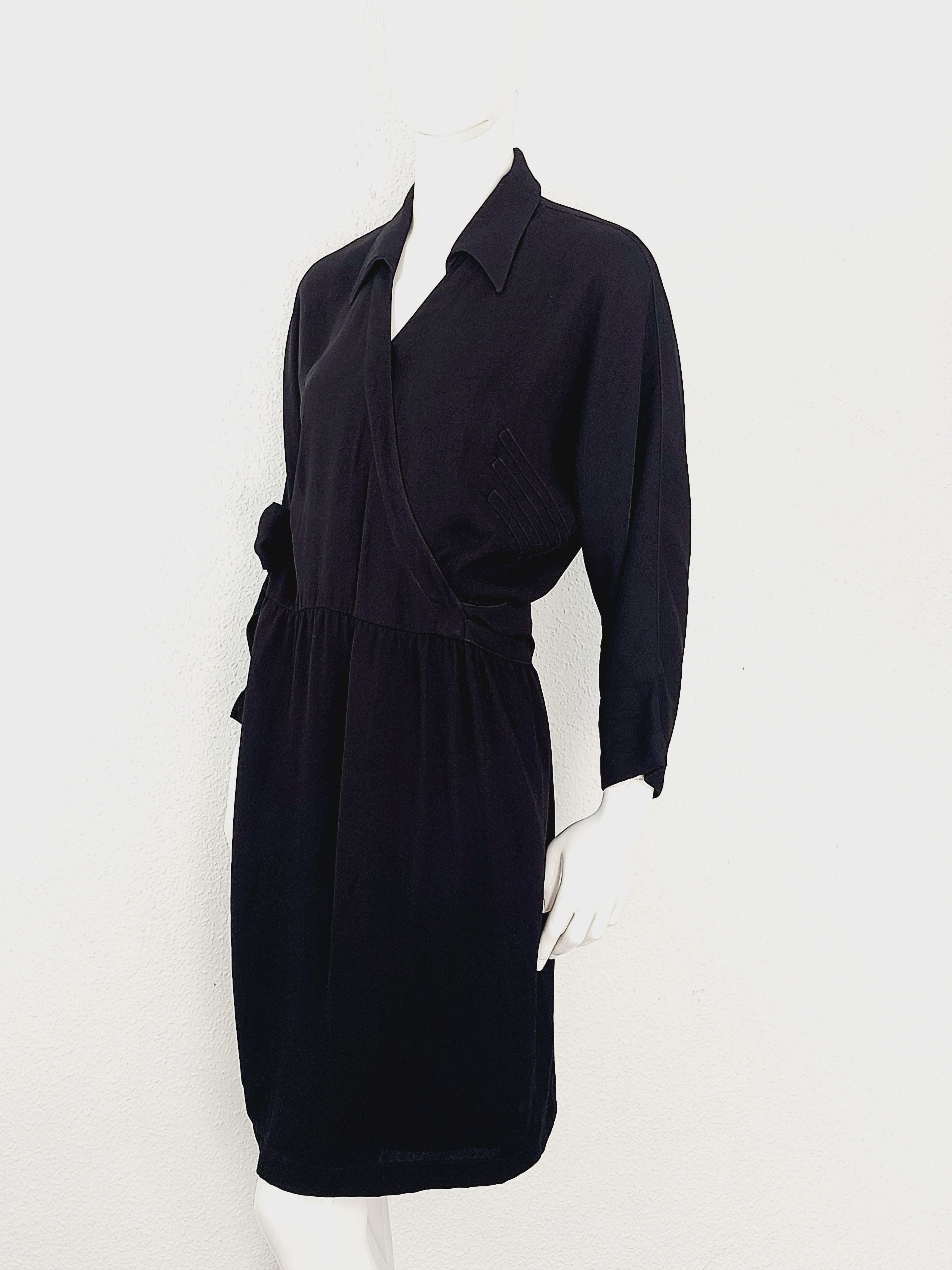 Thierry Mugler Thierry Mugler Couture Wrap Wrapped Baggy Black Midi Dress Size XL / US 12-14 / IT 48-50 - 2 Thumbnail