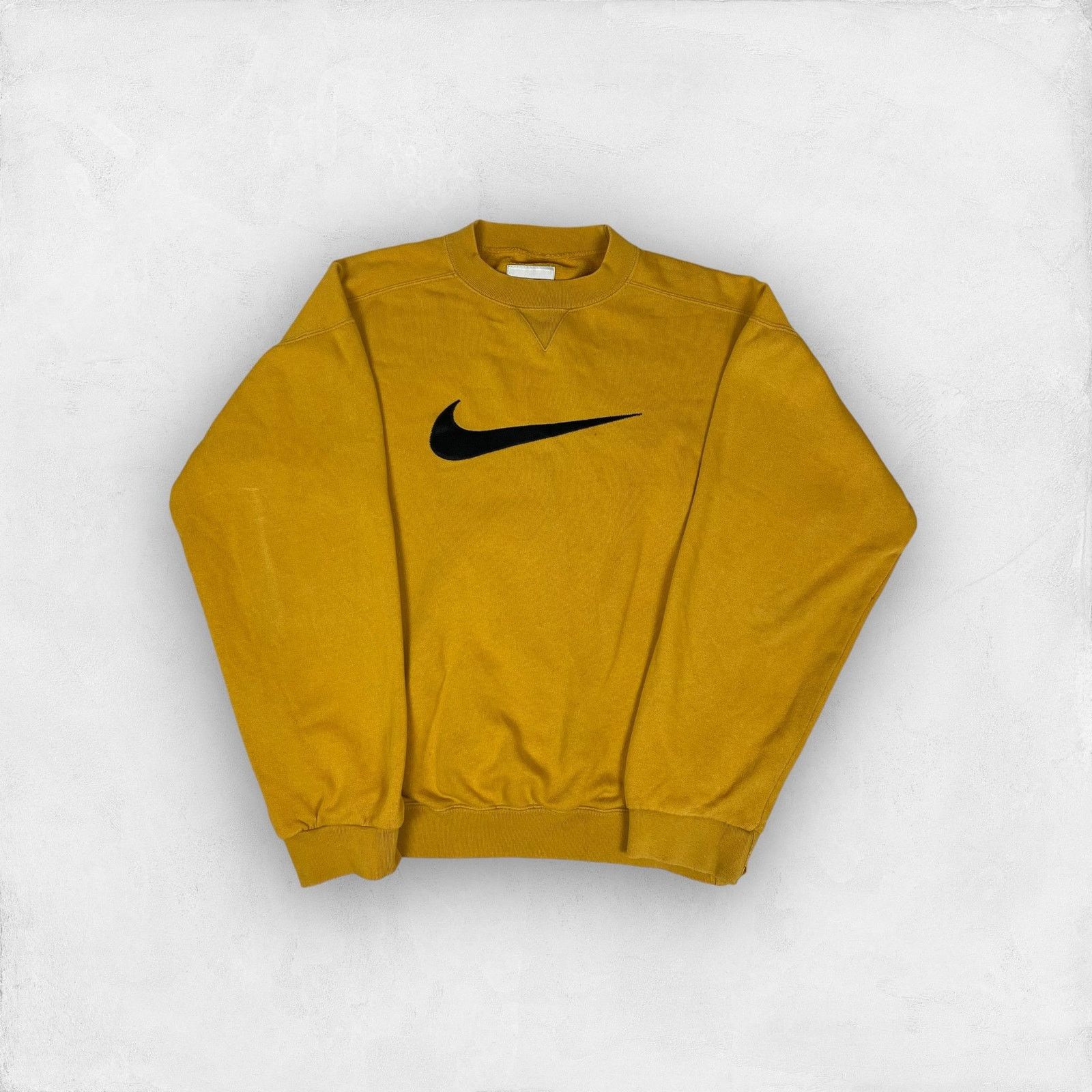 Nike × Vintage Nike Men's Yellow Swoosh Crew Neck Pullover Sweatshirt Large Size US L / EU 52-54 / 3 - 1 Thumbnail