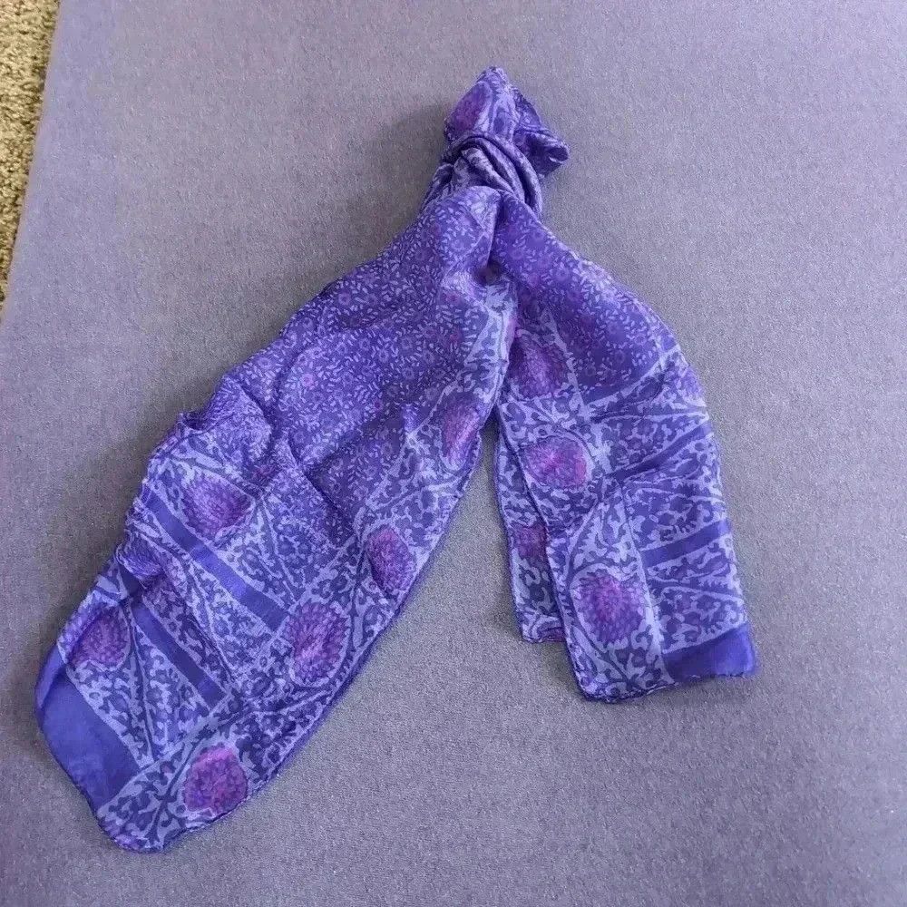 Designer Purple pink blue Vintage Scarf 64 x 9 inches Size ONE SIZE - 1 Thumbnail