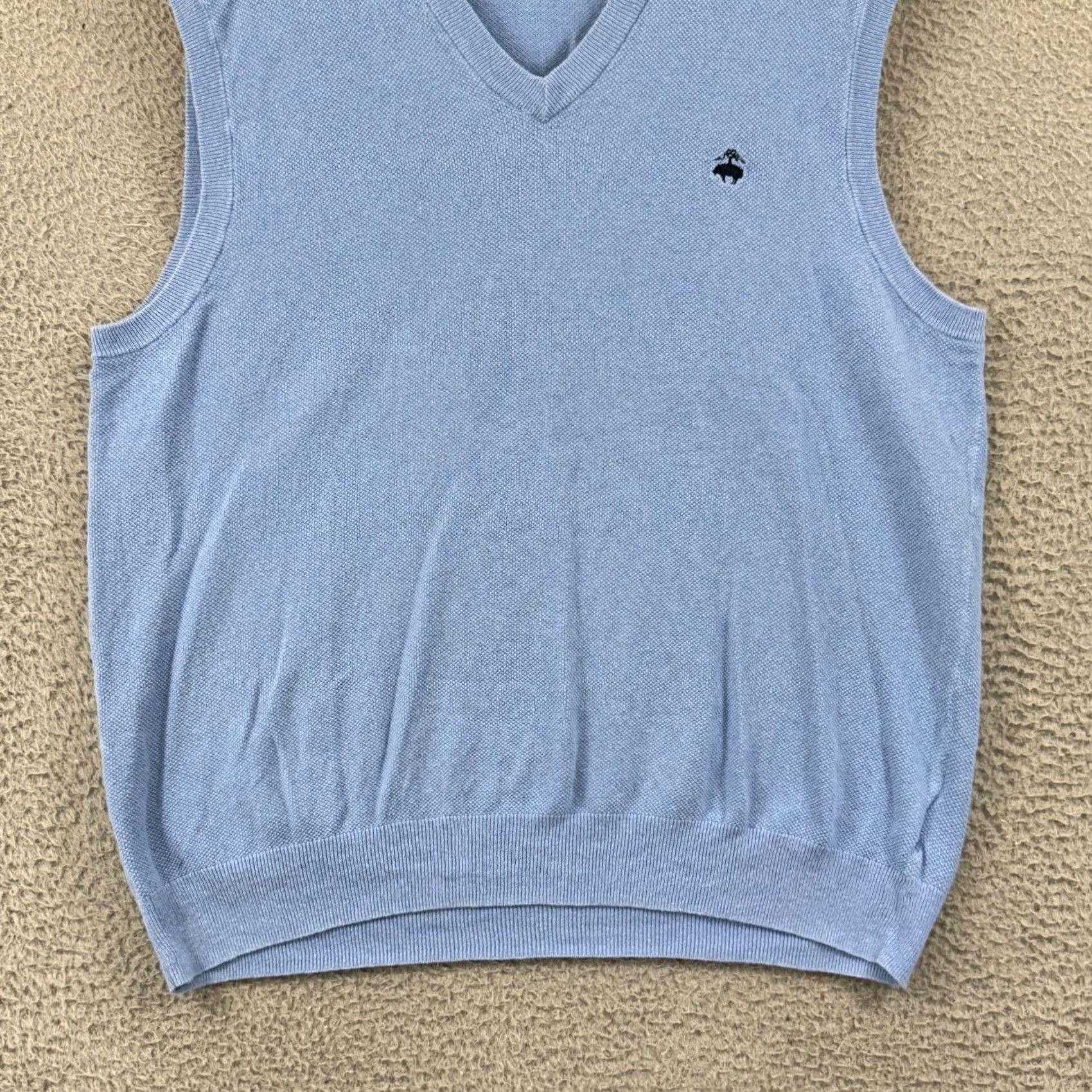 Brooks Brothers Brooks Brothers Vest Mens XL Blue Linen Blend V-Neck Knit 90s Preppy Golf Walking Solid Pattern Size US XL / EU 56 / 4 - 3 Thumbnail