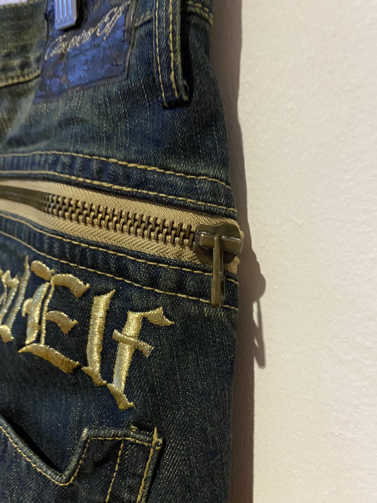 If Six Was Nine × Japanese Brand 🔥 CLASSICAL Elf Punk Skull Crossbones Denim Japan Style Size US 34 / EU 50 - 11 Thumbnail
