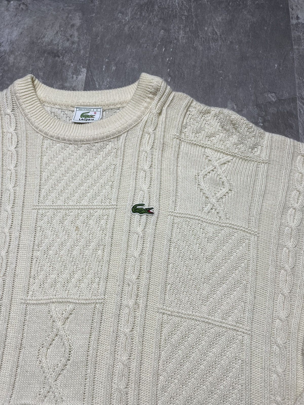 Lacoste vintage lacoste knitwear beige sweater knit cable y2k 90s Size US XL / EU 56 / 4 - 2 Thumbnail