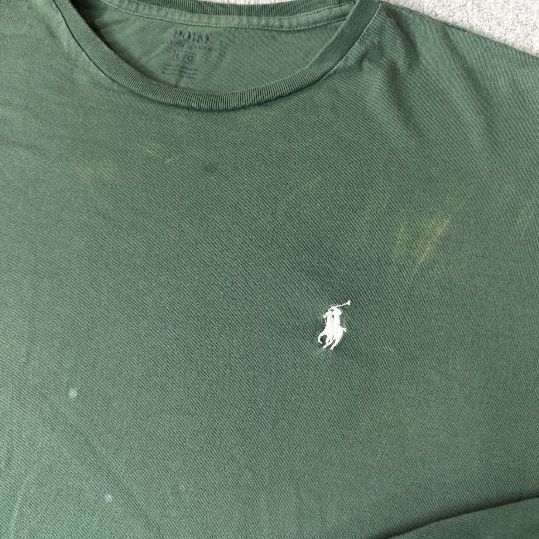 Polo Ralph Lauren Polo Ralph Lauren Shirt Mens Large Green Long Sleeve Pony Logo Distressed White Size US L / EU 52-54 / 3 - 3 Thumbnail