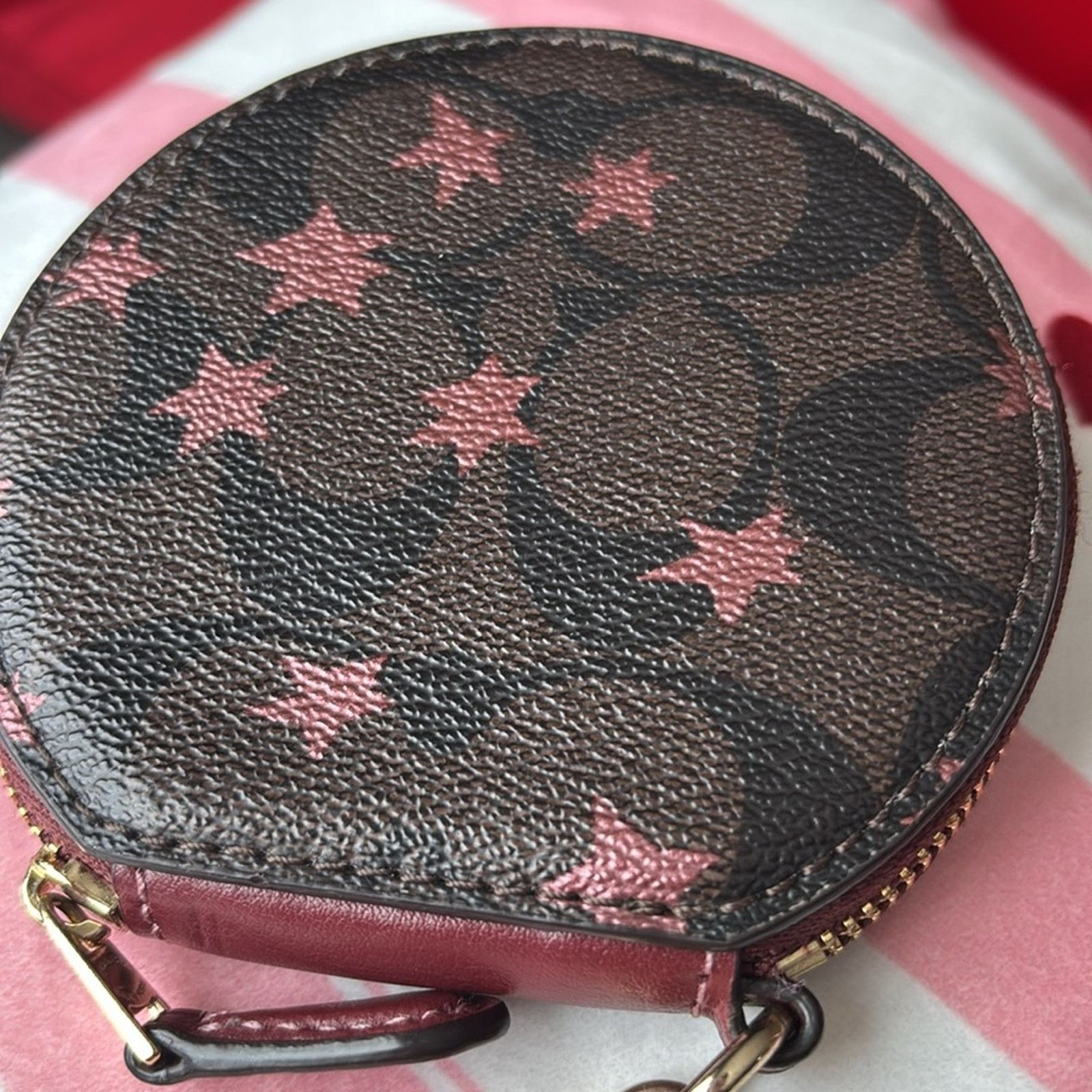 Coach Coach Round Coin Case bag charm Rose Gold metallic Stars Size ONE SIZE - 7 Thumbnail