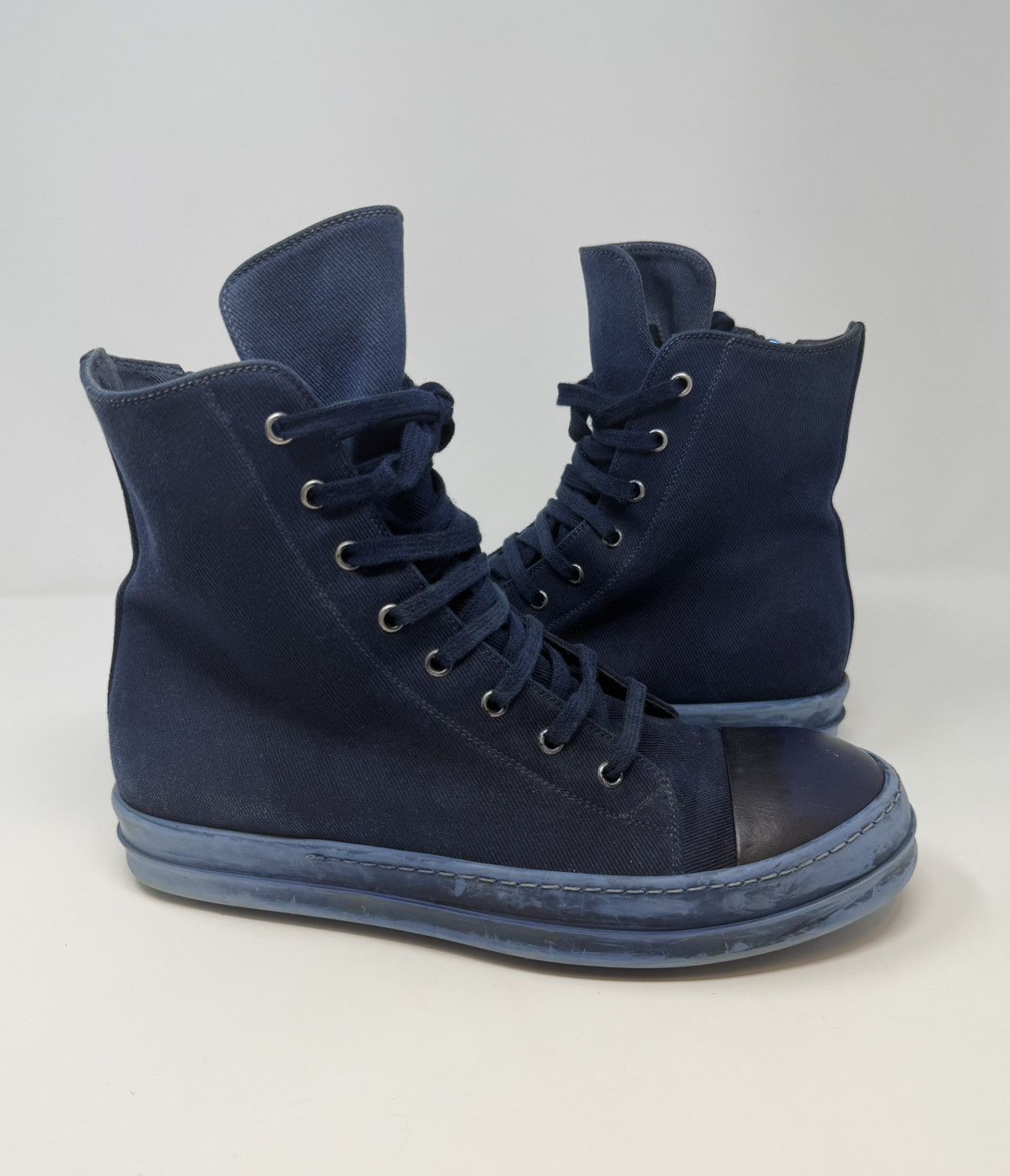 Rick Owens Drkshdw Rick Owens Drkshdw Dyed Blue High Top Sneaker Size US 10 / EU 43 - 1 Thumbnail