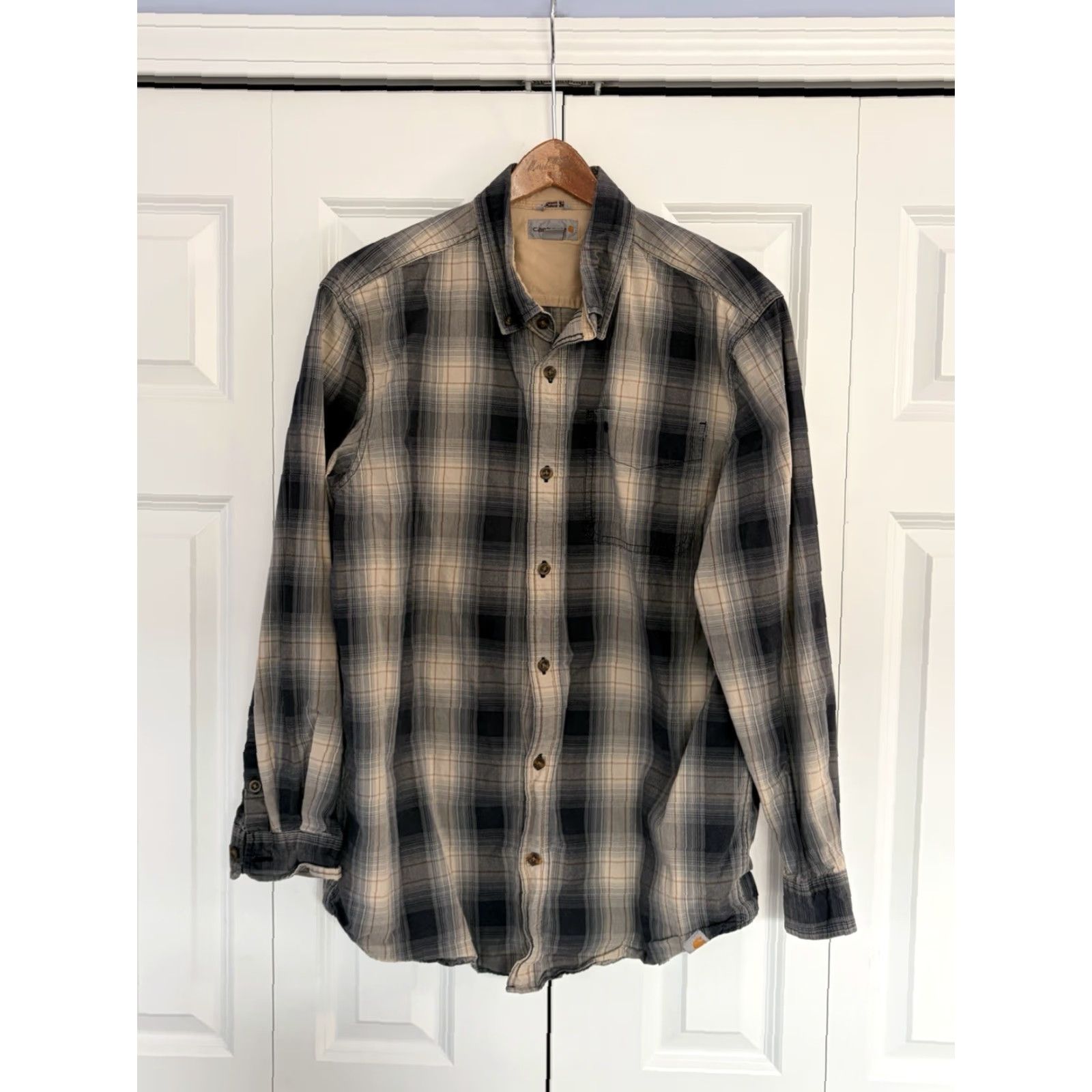 Carhartt Carhartt Relaxed Fit Men's Plaid Button-Up Shirt Gray Beige Long Sleeve sz Large Size US L / EU 52-54 / 3 - 2 Thumbnail