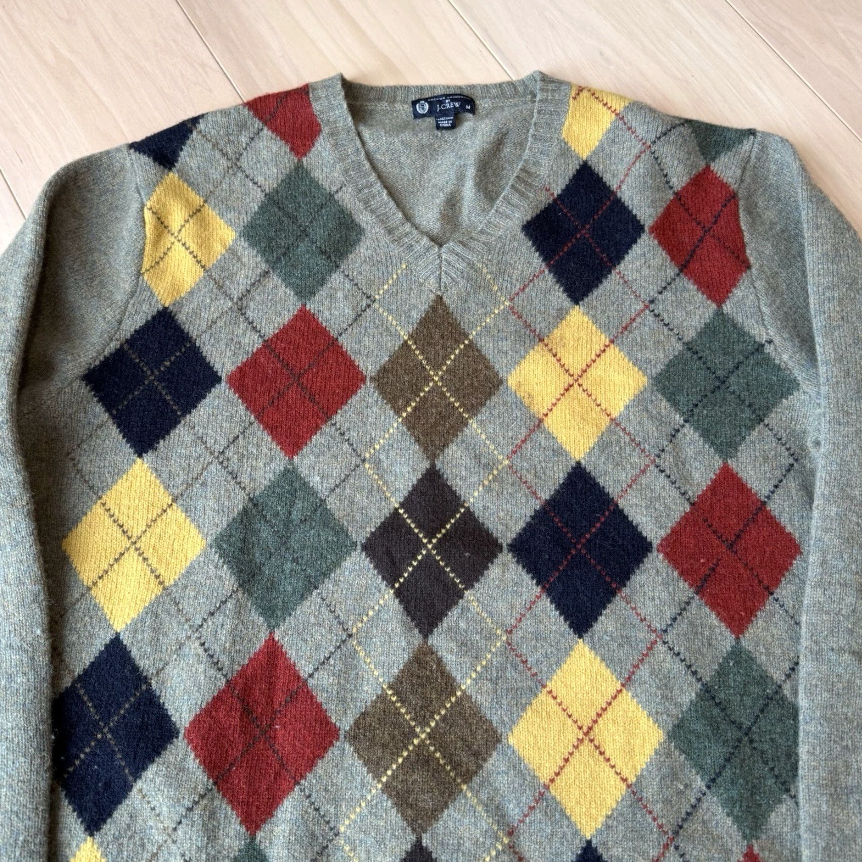 J.Crew J.CREW Argyle Wool Sweater M Multicolor V Neck Pullover Knit Mens Regular Pullover Autumn Winter Size US M / EU 48-50 / 2 - 3 Thumbnail