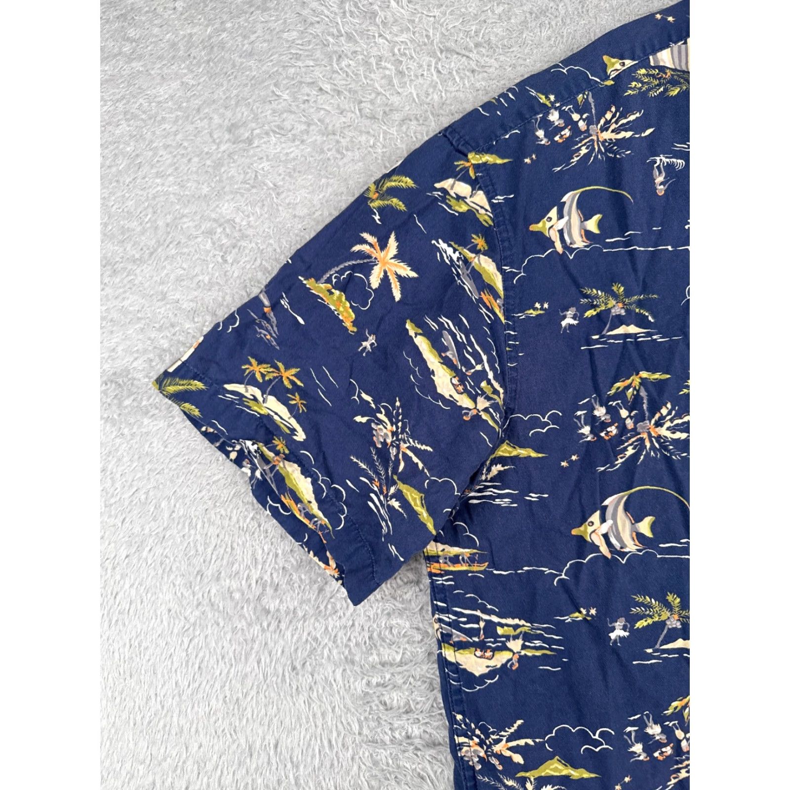 Old Navy VINTAGE Old Navy Shirt Men XL Blue Palm Surf Luau Hawaiian Cotton Button-Up Short Sleeve Reg Regular 44in Chest Mens Size US XL / EU 56 / 4 - 4 Thumbnail