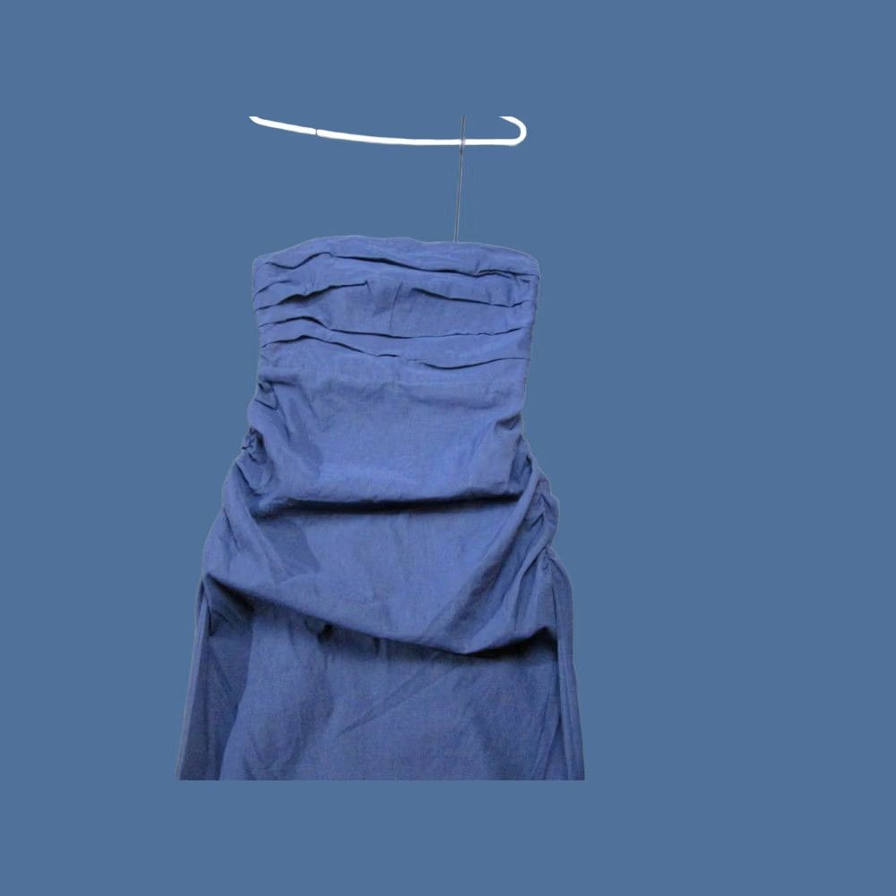 Anthropologie Anthropologie Dress Womens Large Blue Strapless Ruched Slim Midi Stretch New Size L / US 10 / IT 46 - 1 Thumbnail