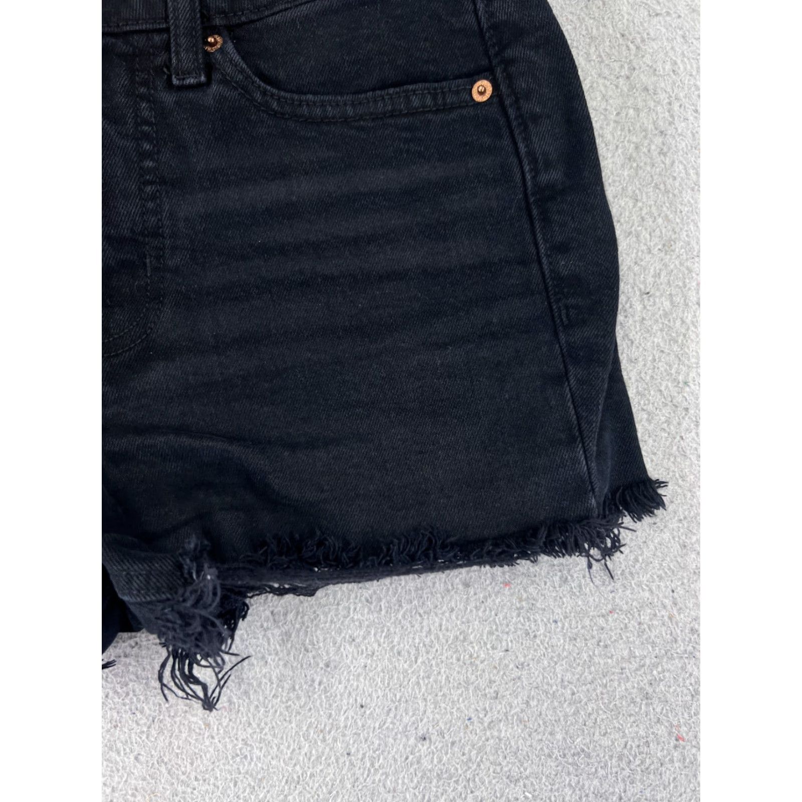 Old Navy VINTAGE Old Navy Women's Shorts Casual Cotton Blend Mid Rise Cutoff Denim Black 25x2 Summer Size 25" / US 0 / IT 36 - 2 Thumbnail