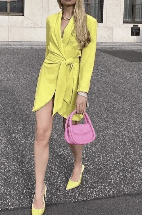 Zara Zara Pareo Lime Green Long Sleeve Wrap Mini Dress Size XS / US 0-2 / IT 36-38 - 7 Thumbnail