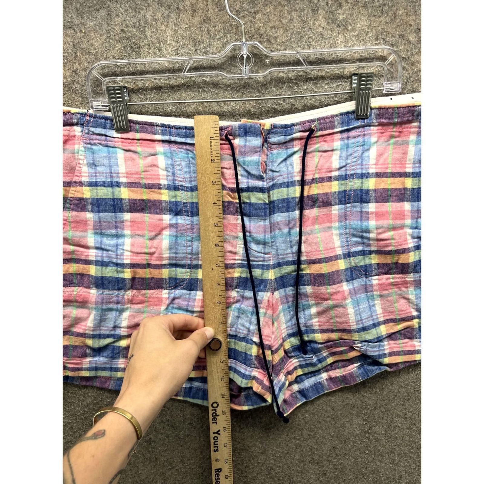 Vineyard Vines Vineyard Vines Shorts Womens 12 Multicolor Madras Linen Drawstring Casual Summer Size 34" / US 12 / IT 48 - 3 Thumbnail