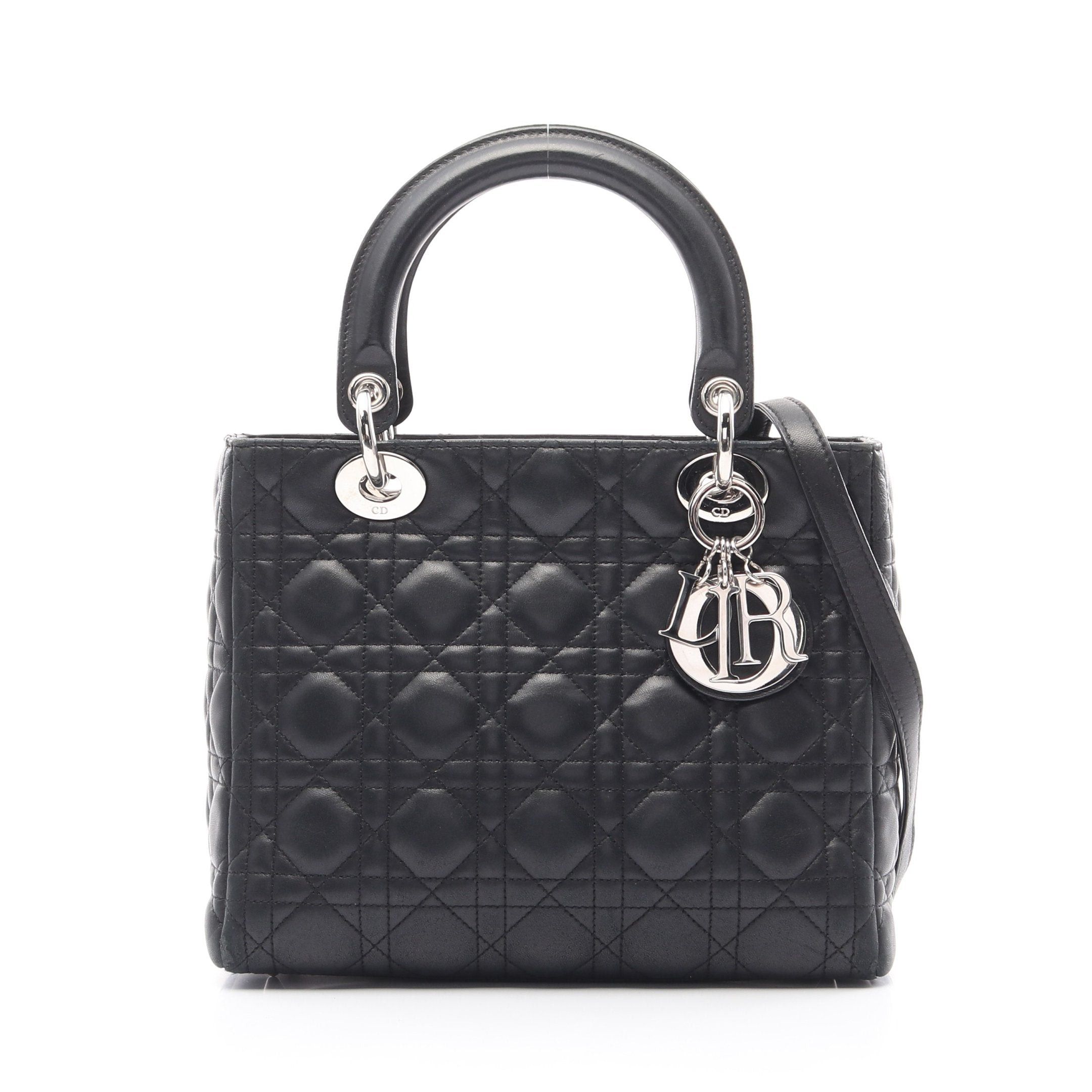 Dior Dior Lady Dior Canage Handbag Leather Black Size ONE SIZE - 1 Thumbnail