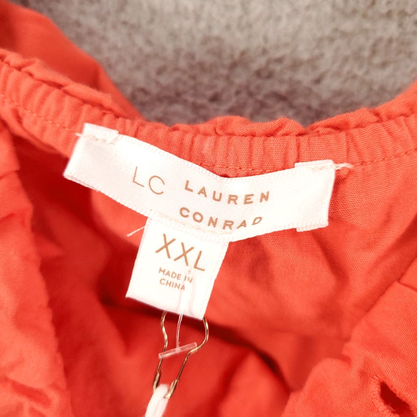 Vintage LC Lauren Conrad Dress Womens 2XL Coral Orange Ruffle Eyelet Tiered Long NWT Size XXL / US 16-18 / IT 52-54 - 7 Thumbnail