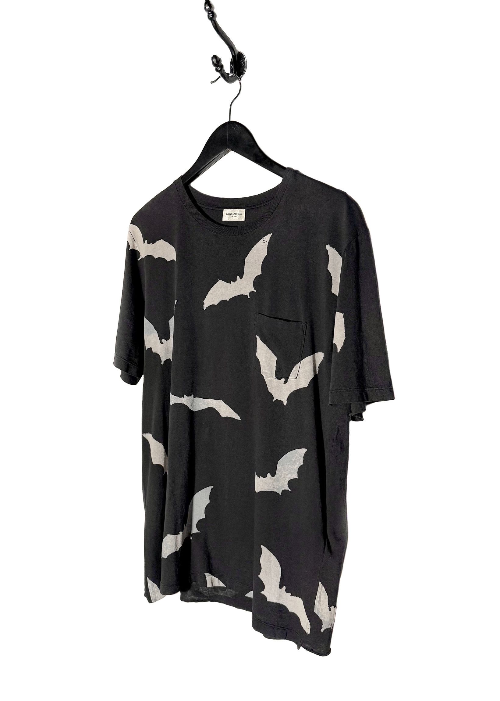 Saint Laurent Paris Saint Laurent SS19 Bat Prints Faded Black T-shirt Size US M / EU 48-50 / 2 - 2 Thumbnail