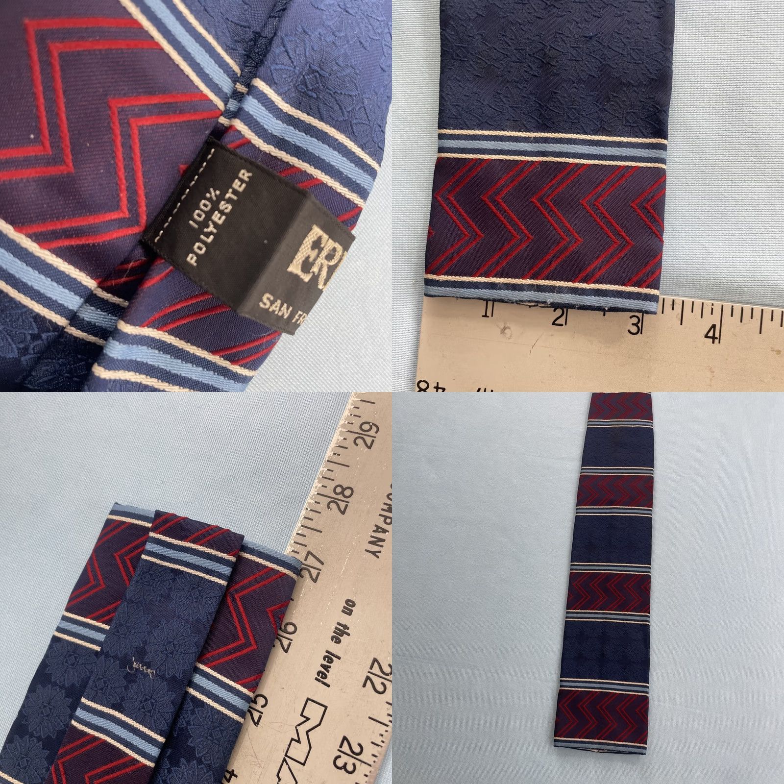 MCM Vtg 60s Ernst Square End NeckTie Union Mod MCM Aztec Patriot Red White Blue 3x54 Capsule Necktie Size ONE SIZE - 8 Thumbnail