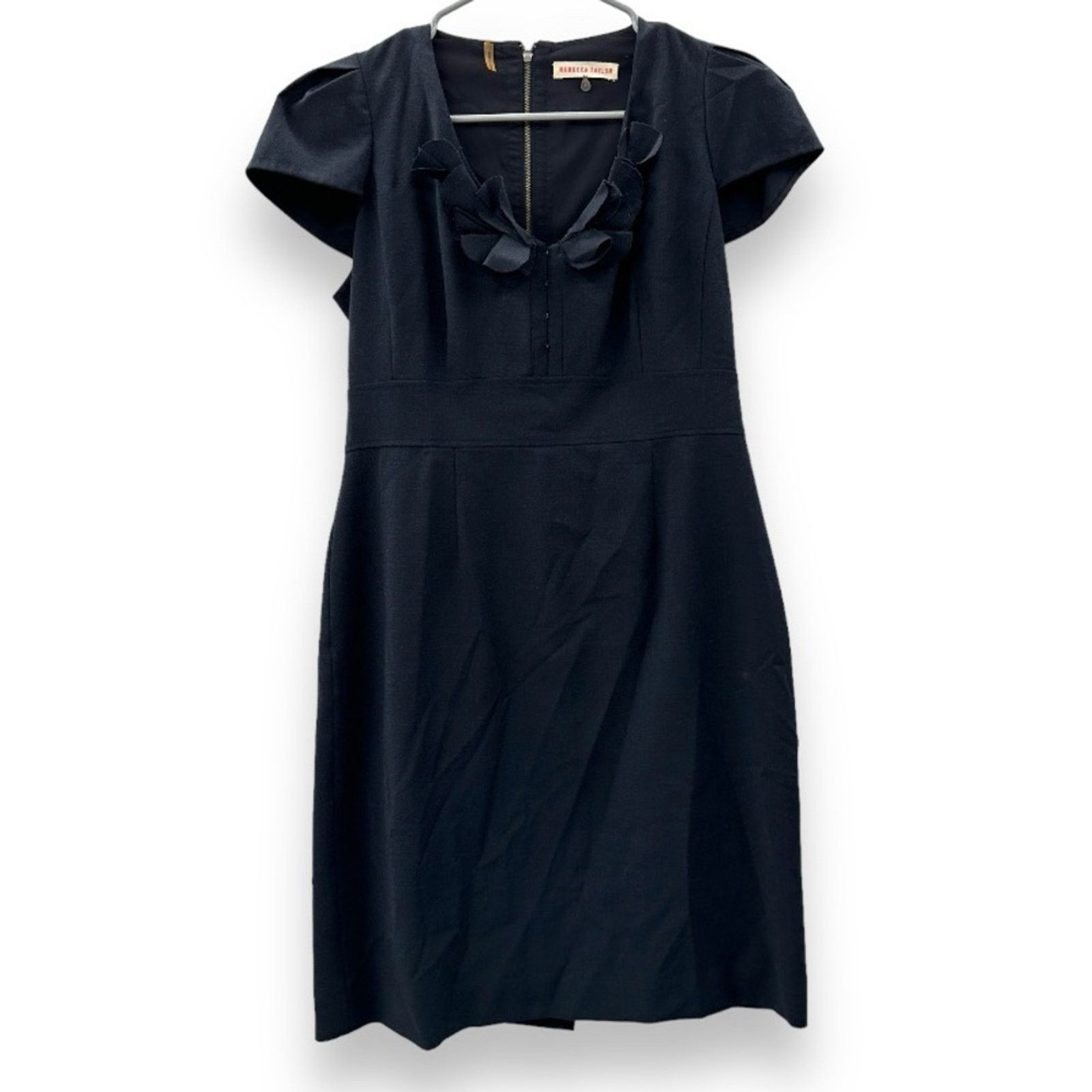 Rebecca Taylor Rebecca Taylor Dark Navy Blue Cap Short Sleeve Ruffle Dress Size XL / US 12-14 / IT 48-50 - 1 Thumbnail