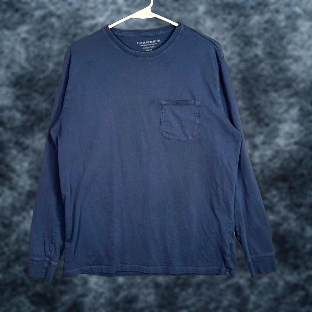 Richer Poorer Richer Poorer Mens T-Shirt Shirt Long Sleeve Blue Pocket T Shirt Adult Medium Blue Mens Size US M / EU 48-50 / 2 - 1 Thumbnail