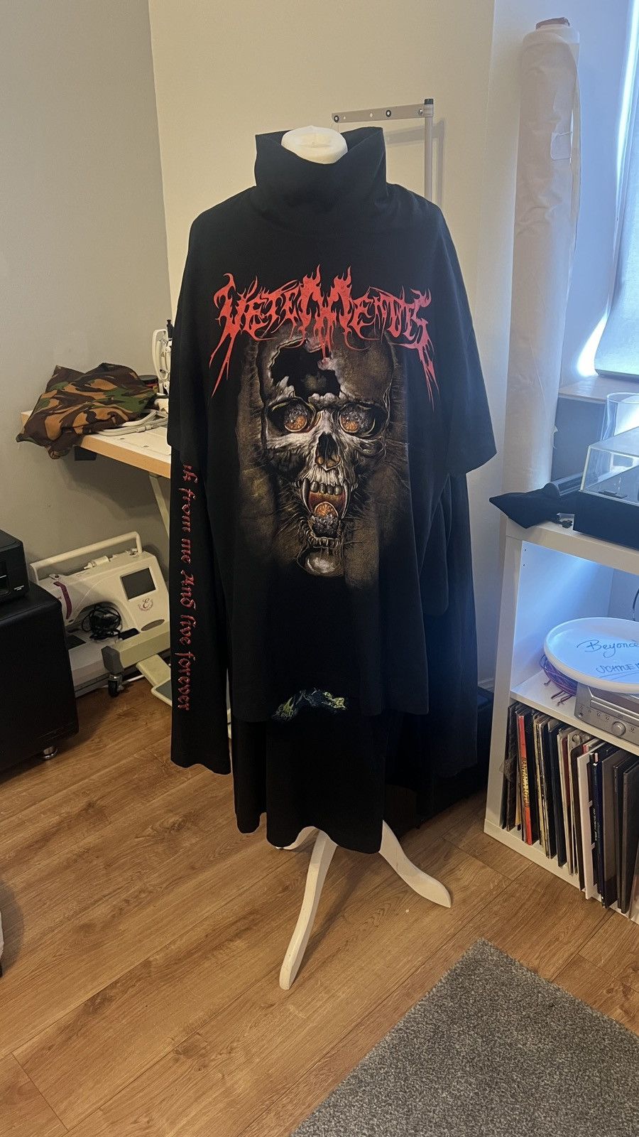 トップス VETEMENTS Skull Layered T-Shirts Dress AW17 Vetements Death Metal Skull Multi Layered T-Shirt Dress
