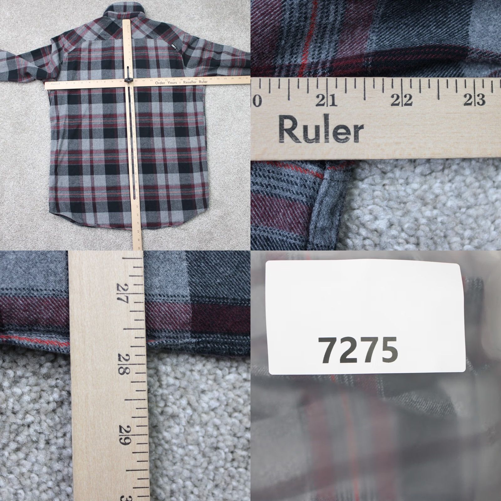 Fox Racing Fox Racing Shirt Men Medium Gray/Red Plaid Flannel 100% Cotton Long Sleeve Button Up Casual Outdoor Vintage? Size US M / EU 48-50 / 2 - 9 Thumbnail