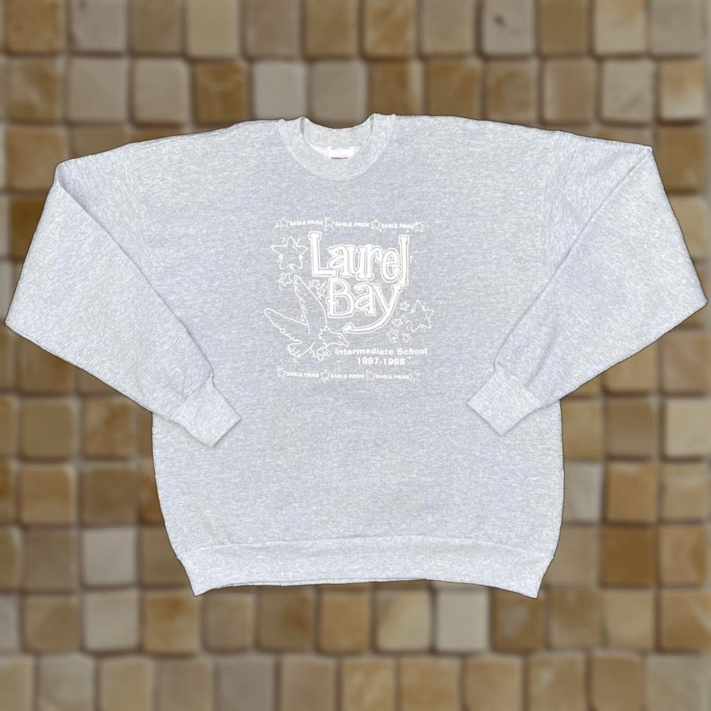 Hanes Vintage Hanes LAUREL BAY Souvenir Graphic Crewneck Sweatshirt Large XL Mens Grey Crewneck Graphic Spellout Front 1998 90s AZ237 Size US L / EU 52-54 / 3 - 1 Thumbnail
