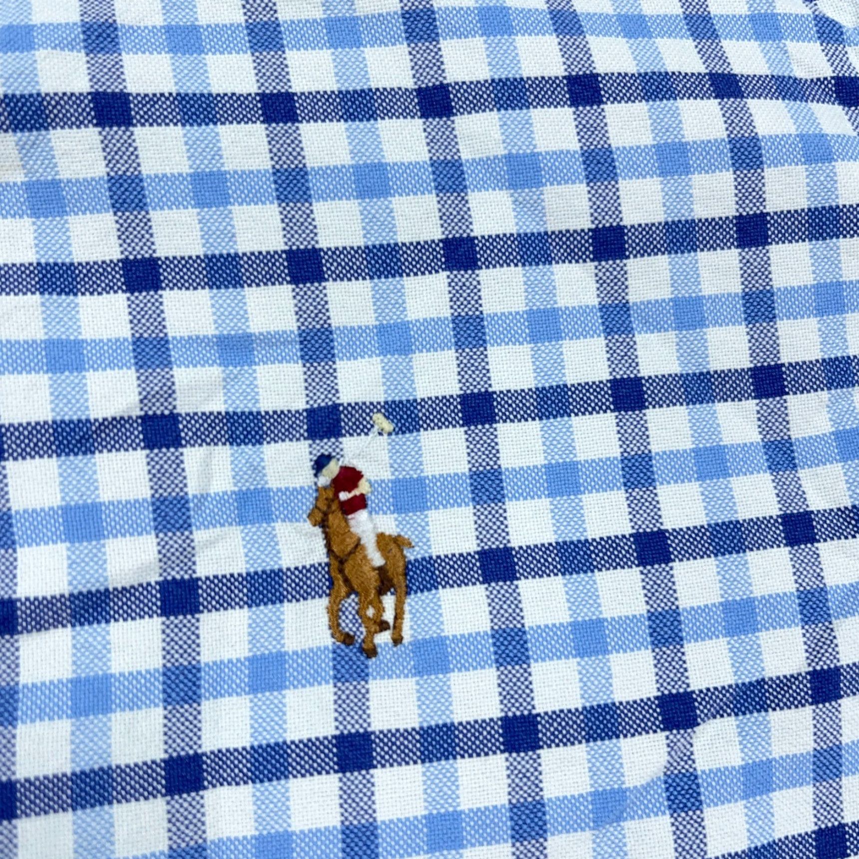 Ralph Lauren Ralph Lauren Shirt Men Medium Blue Button Up Oxford Cloth Tattersall Plaid Dress Shirt Size 40R - 4 Thumbnail