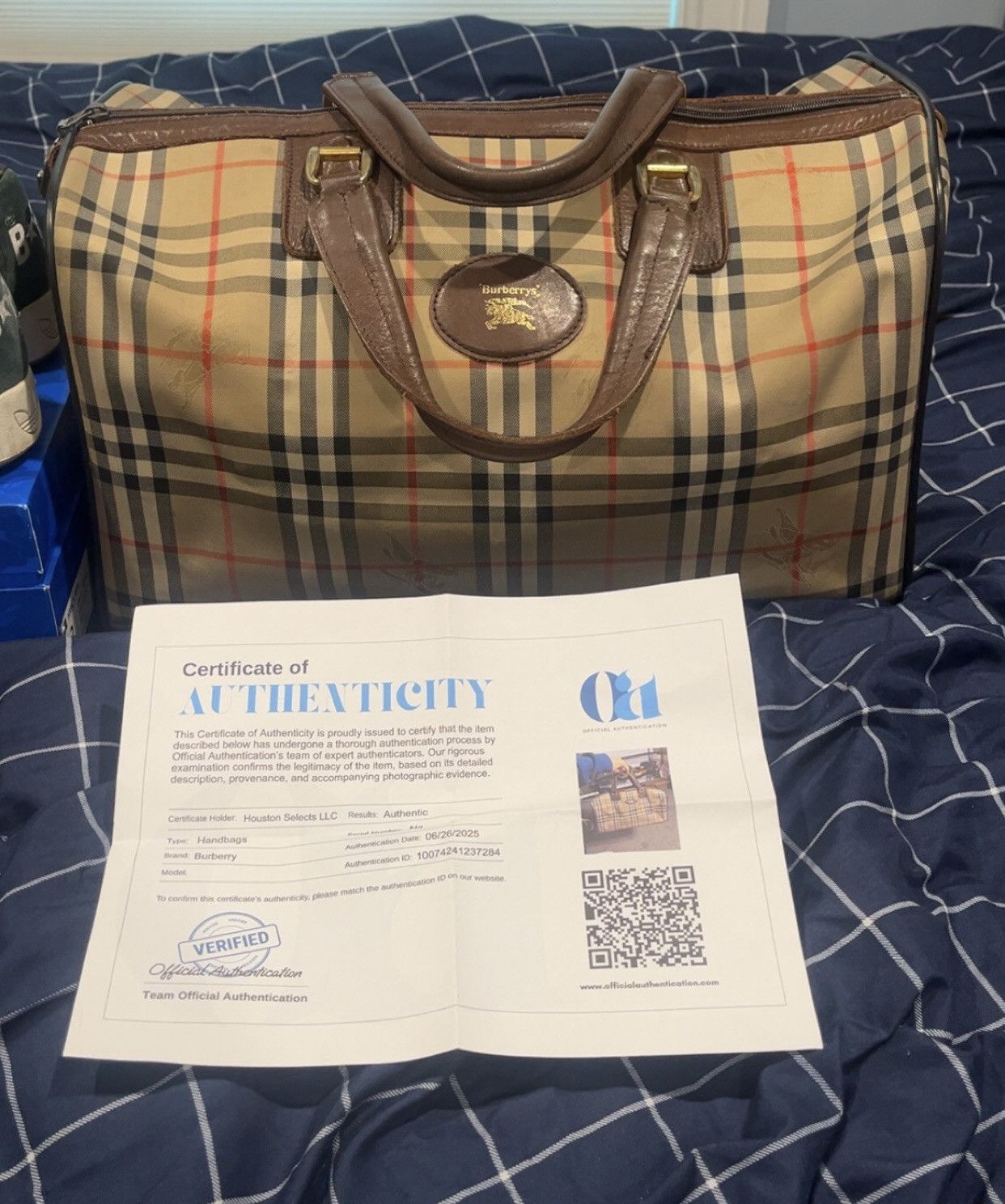 Burberry Nova Check Boston Bag Lightly Used CLEAN with COA