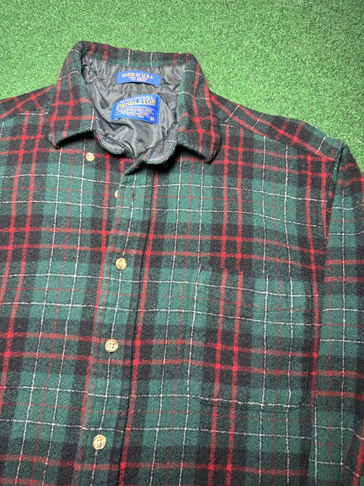 Pendleton Vintage Pendleton 90s Wool Medium Plaid Flannel Dress Shirt Size US M / EU 48-50 / 2 - 2 Thumbnail