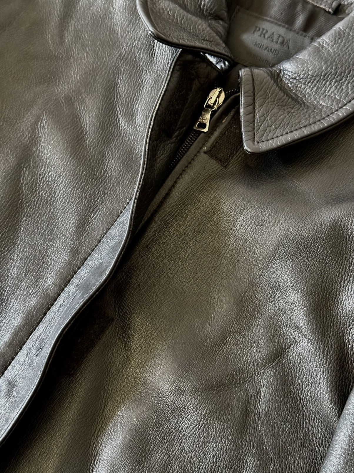 Prada Prada - 1999 - Velcro Zippered - Leather Jacket Size XS / US 0-2 / IT 36-38 - 7 Thumbnail
