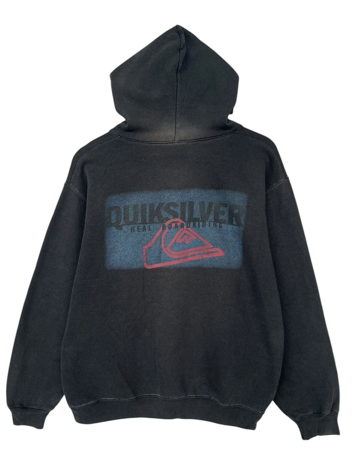 Quiksilver Vintage 90s Quiksilver Baggy Boxy Zipup Black Hoodie Size US L / EU 52-54 / 3 - 3 Thumbnail
