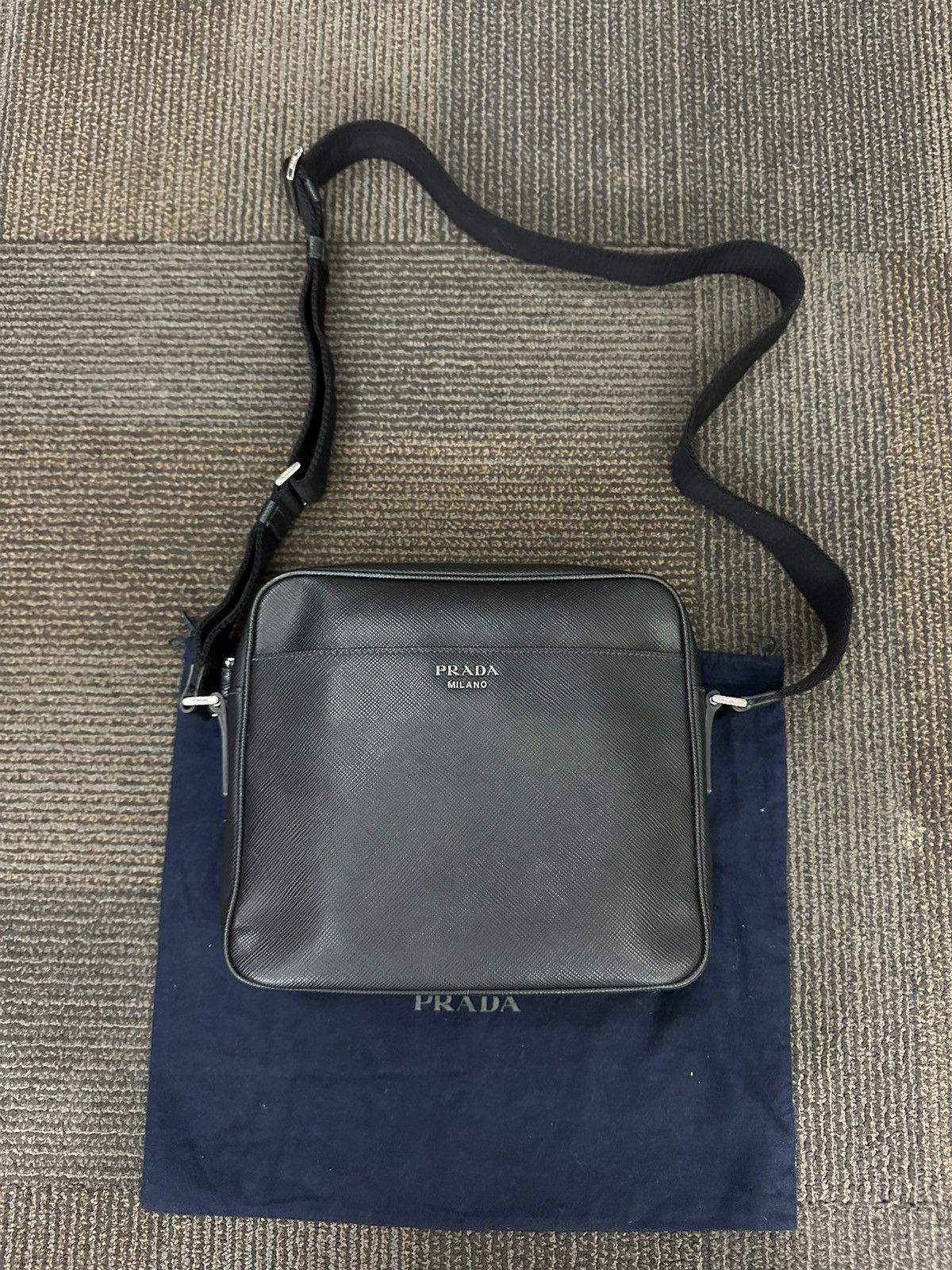 Prada Leather Saffiano Crossbody Bag in Black, Men's (Size 26)