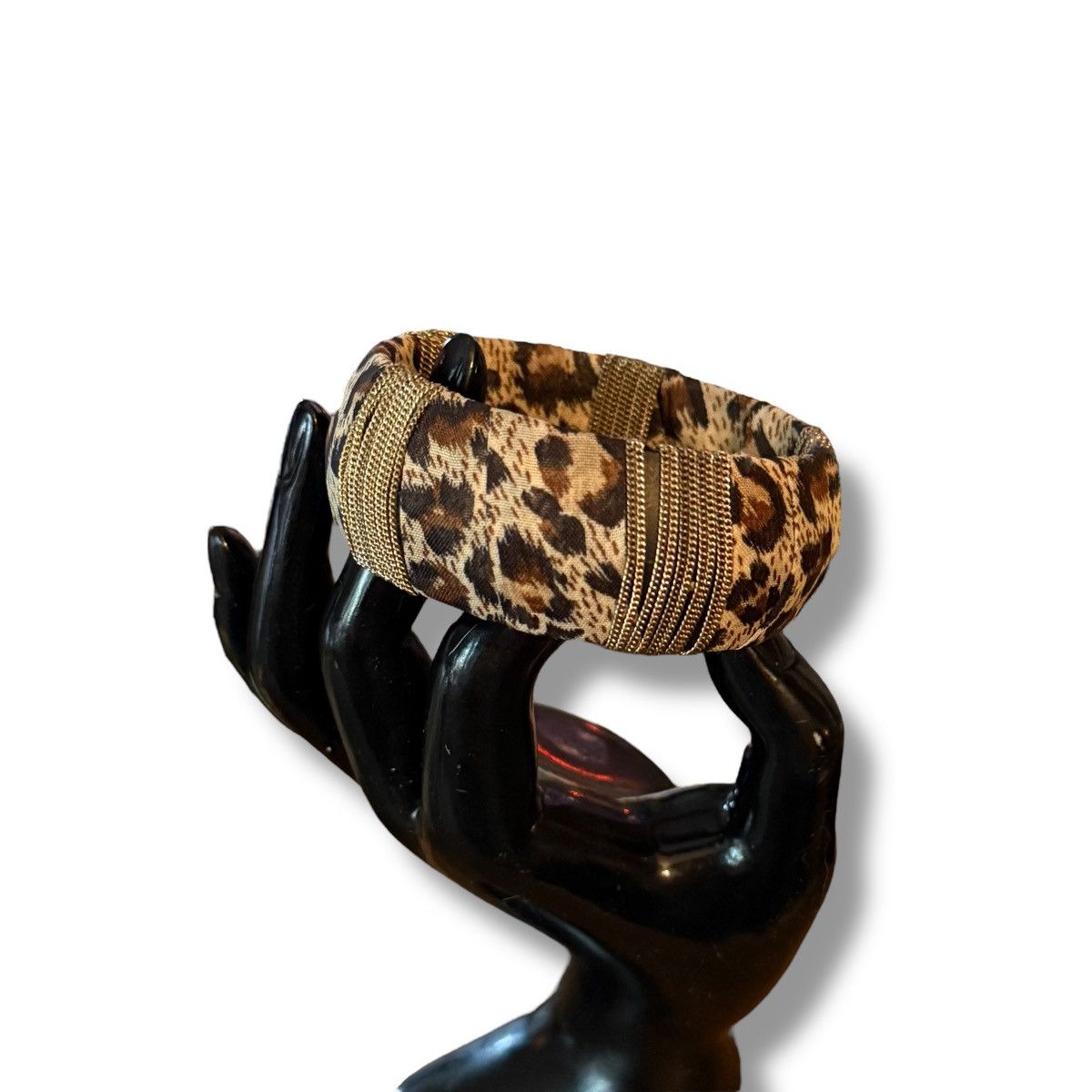 Other Leopard print chain wrapped fabric bangle bracelet Size ONE SIZE - 2 Thumbnail