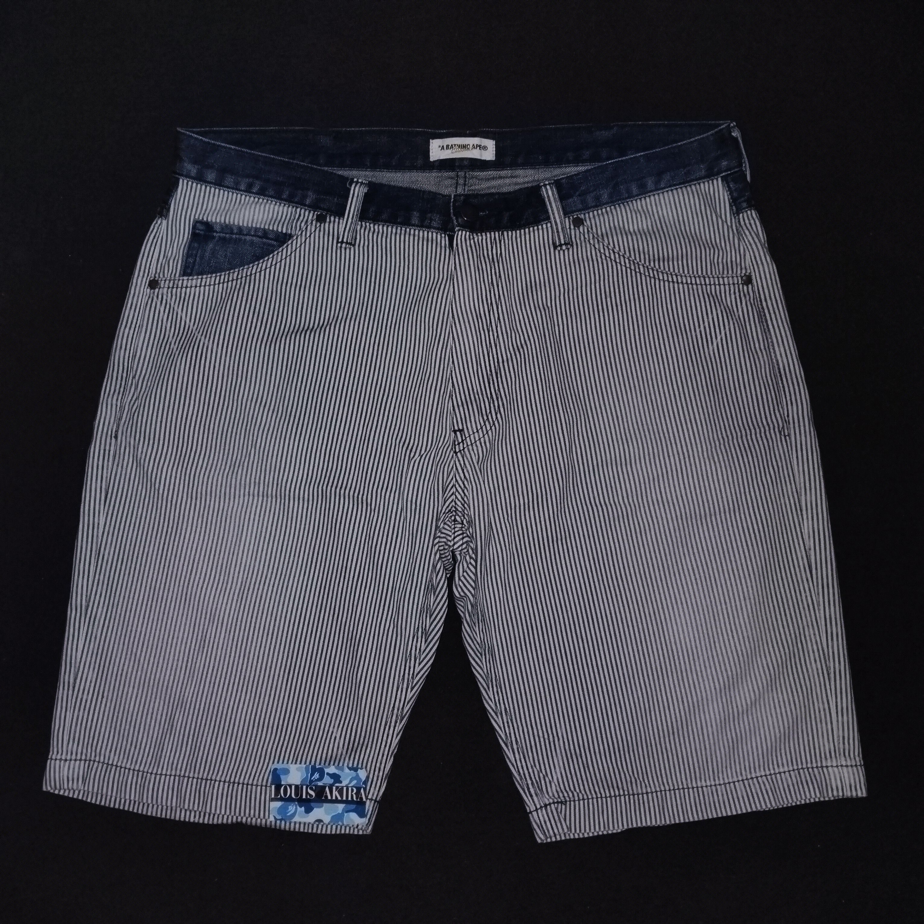 Bape 2008 Bape Denim Hickory Shorts Pants Size US 38 / EU 54 - 1 Thumbnail