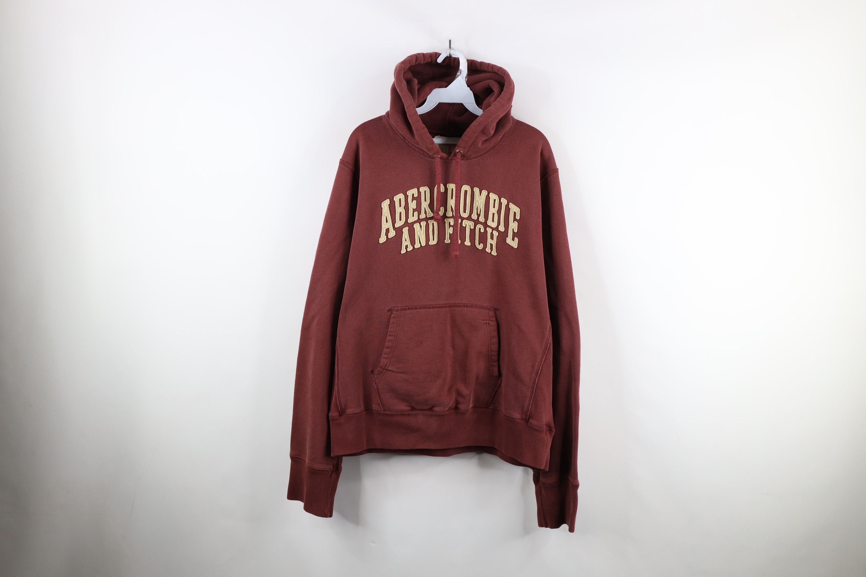 Abercrombie & Fitch × Vintage Vintage 90s Y2K Abercrombie & Fitch Spell Out Hoodie Red Size US L / EU 52-54 / 3 - 1 Thumbnail