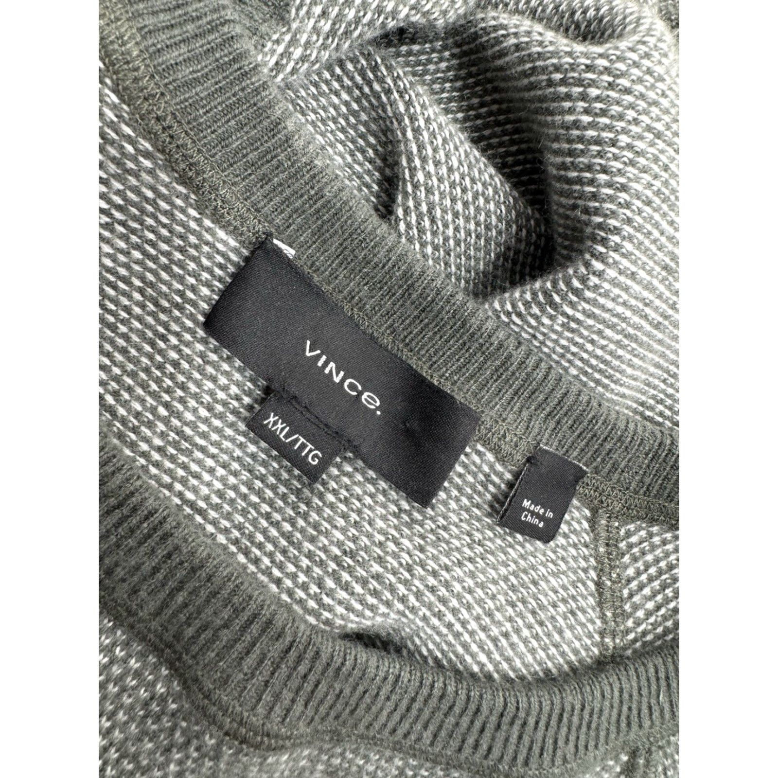 Vince Vince - Cashmere Blend Mens XXL Sweater - Knit Pullover, Grayish Olive White - 2XL, Long Sleeve, MENS Size US XXL / EU 58 / 5 - 4 Thumbnail