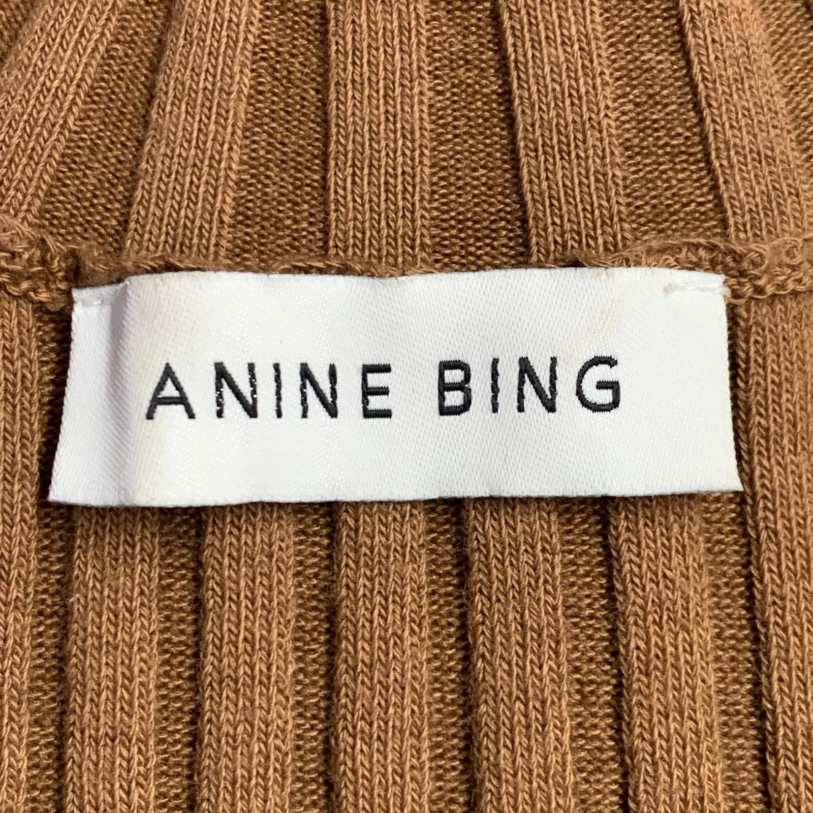 Anine Bing ANINE BING S Brown Tobacco Cotton Blend Rib Knit Pullover Size S / US 4 / IT 40 - 5 Thumbnail
