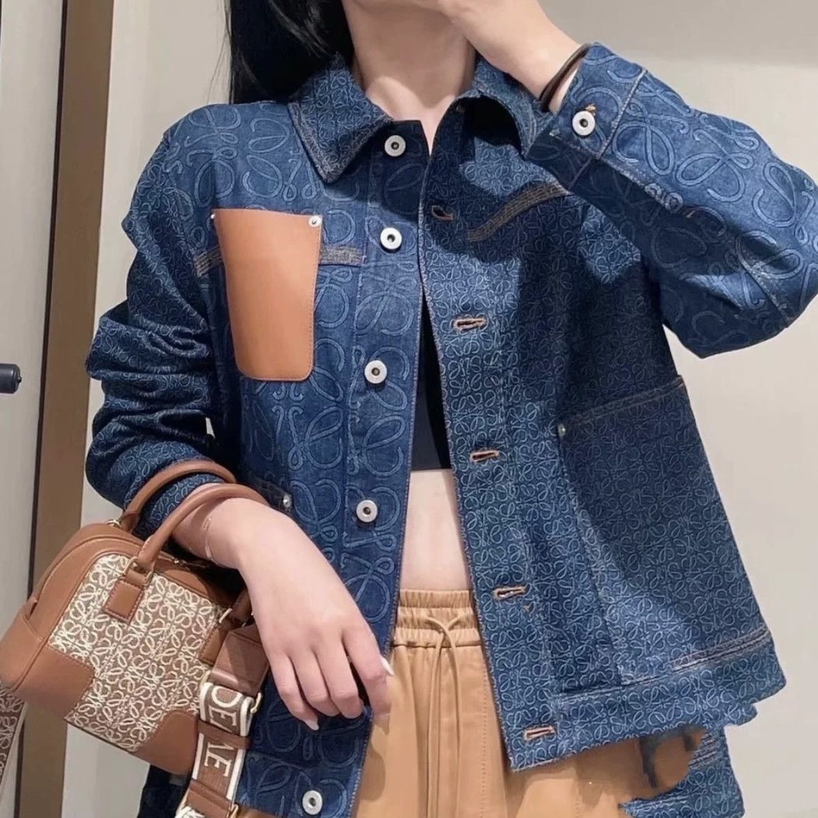 Loewe Loewe apr771 logo denim jacket leather pocket 36 Size XS / US 0-2 / IT 36-38 - 8 Thumbnail