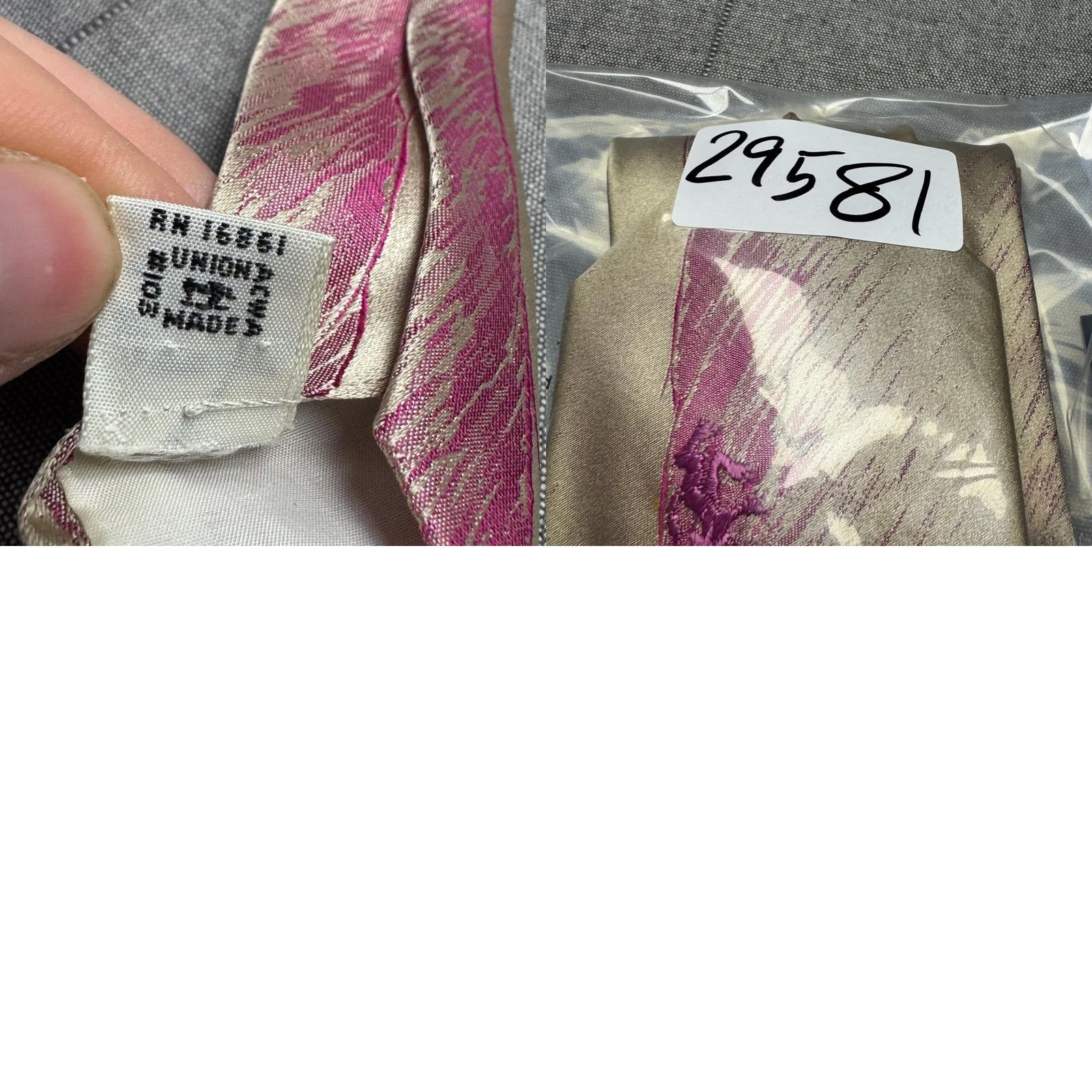 Vintage Vintage Woody's By DAMON Tie White 100% Silk Jacquard One Size Mens Size ONE SIZE - 8 Thumbnail