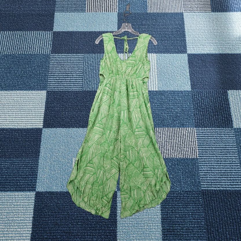 Vintage Band The Free Jumpsuit Women M Green Sleeveless V-Neck Wide-Leg One-Piece Casual Size 32" / US 10 / IT 46 - 1 Thumbnail