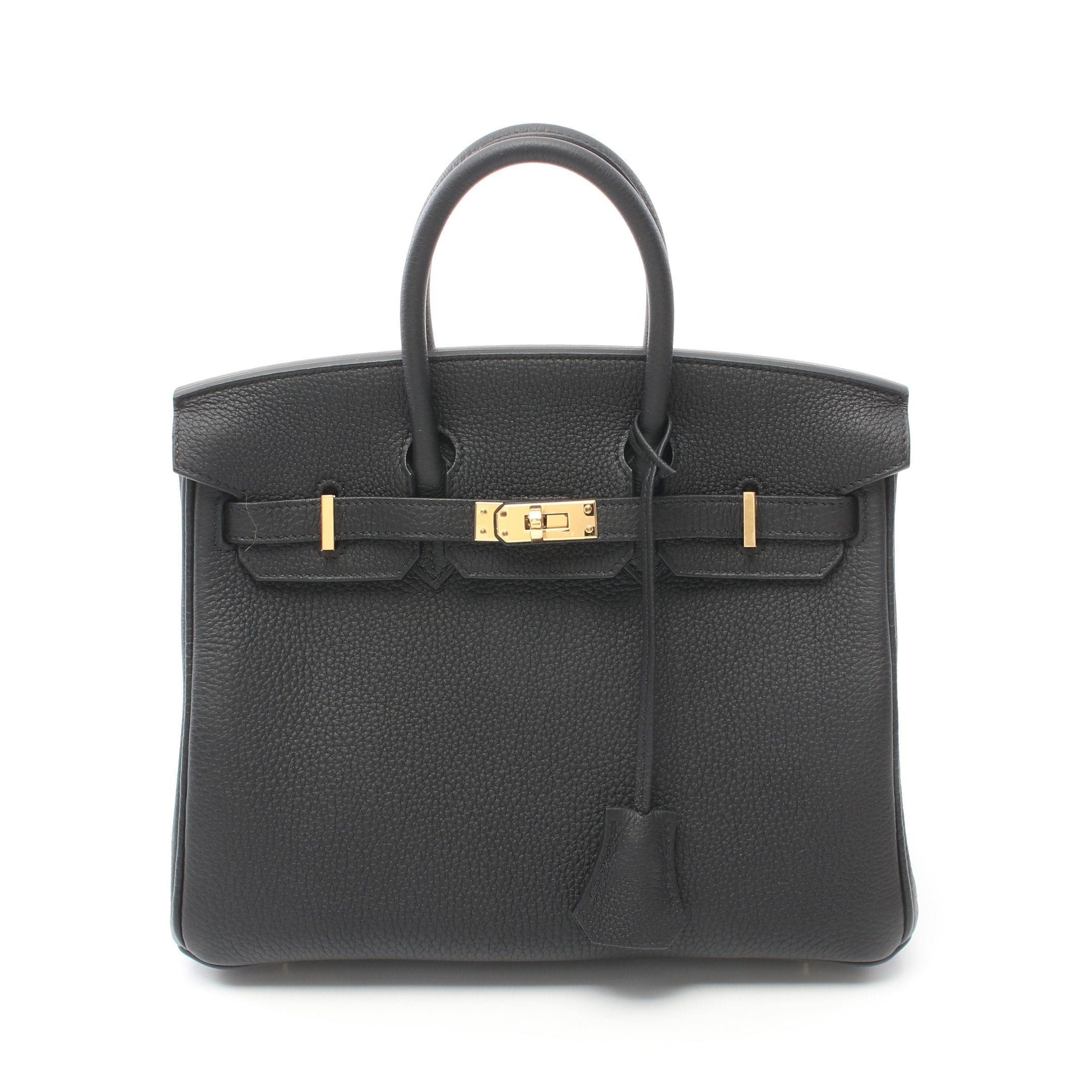 Hermes Hermes Birkin 25 Handbag Togo Black Gold Hardware Double Engraved Size ONE SIZE - 1 Thumbnail
